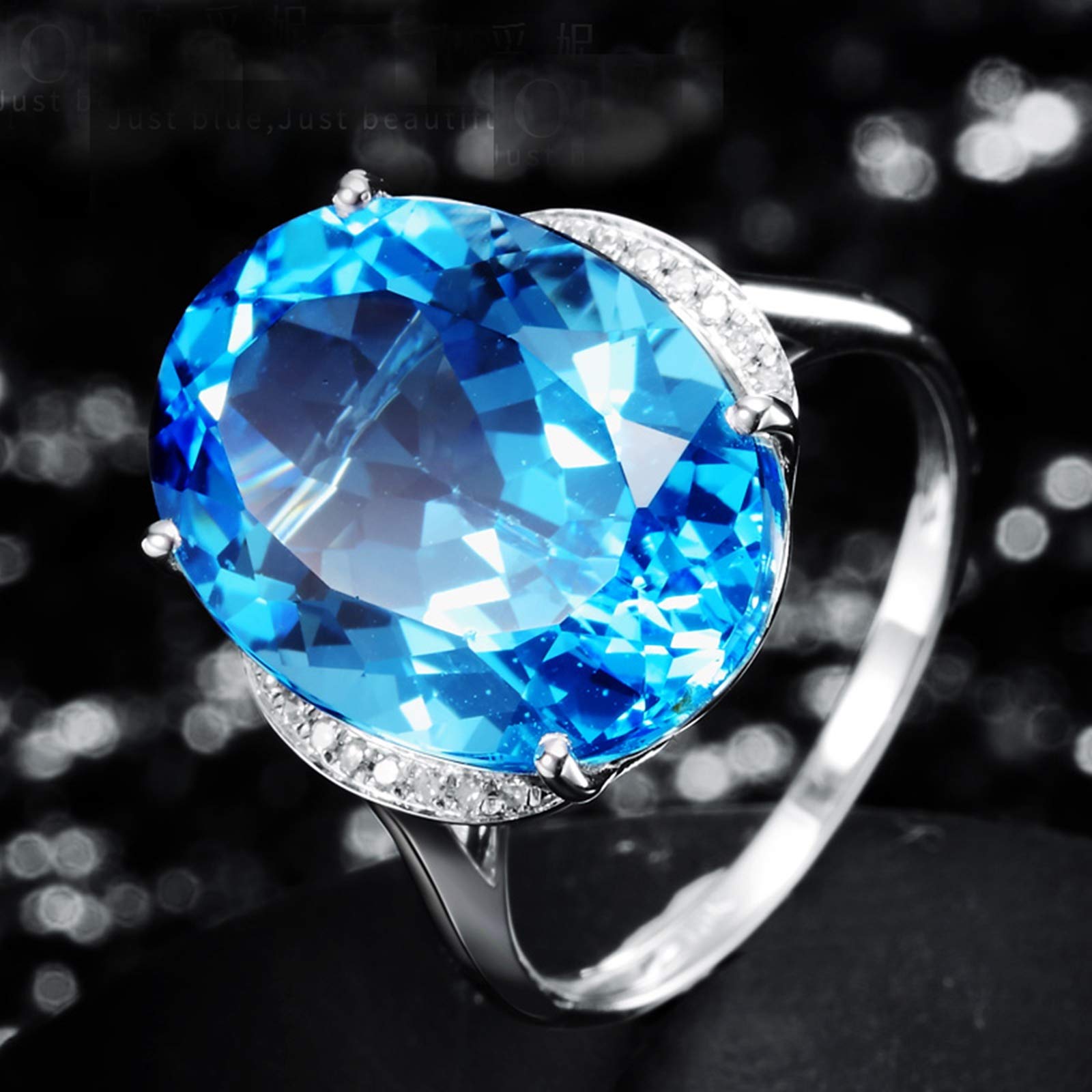 Beydodo Pierścionki damskie białe złoto 750 duży owalny topaz 16 ct obrączki ślubne białe złoto pierścionek diament e białe złoto, 65 cm (20,7 cala), colore: białe złoto, cod. TLLWGZ4285