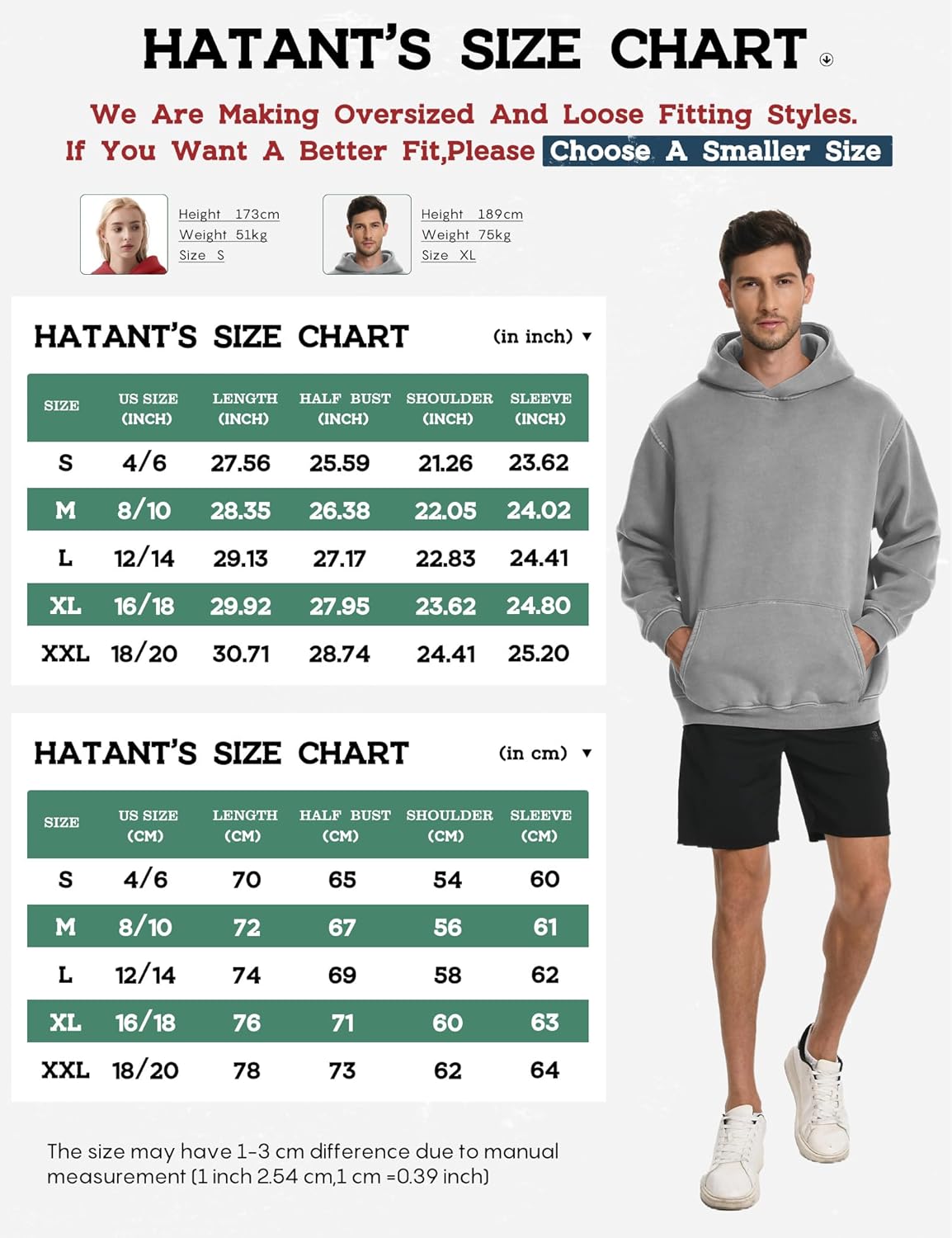 Hatant Hoodies for Men Heavyweight Fleece Sweatshirts Mens Acid Wash Athletic Hoodie Oversized Matching Pullover for Couples - Image 4
