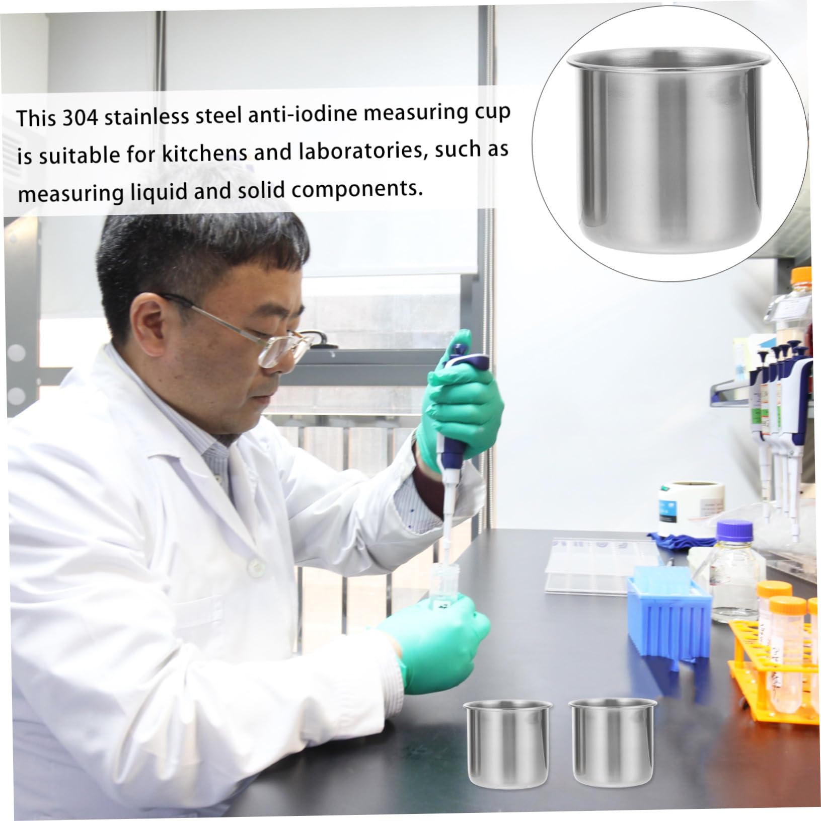 COLLBATH 6 Piezas Vasos Medidores de Inoxidable sin Resistentes al Reutilizables para Medicina y Muestras