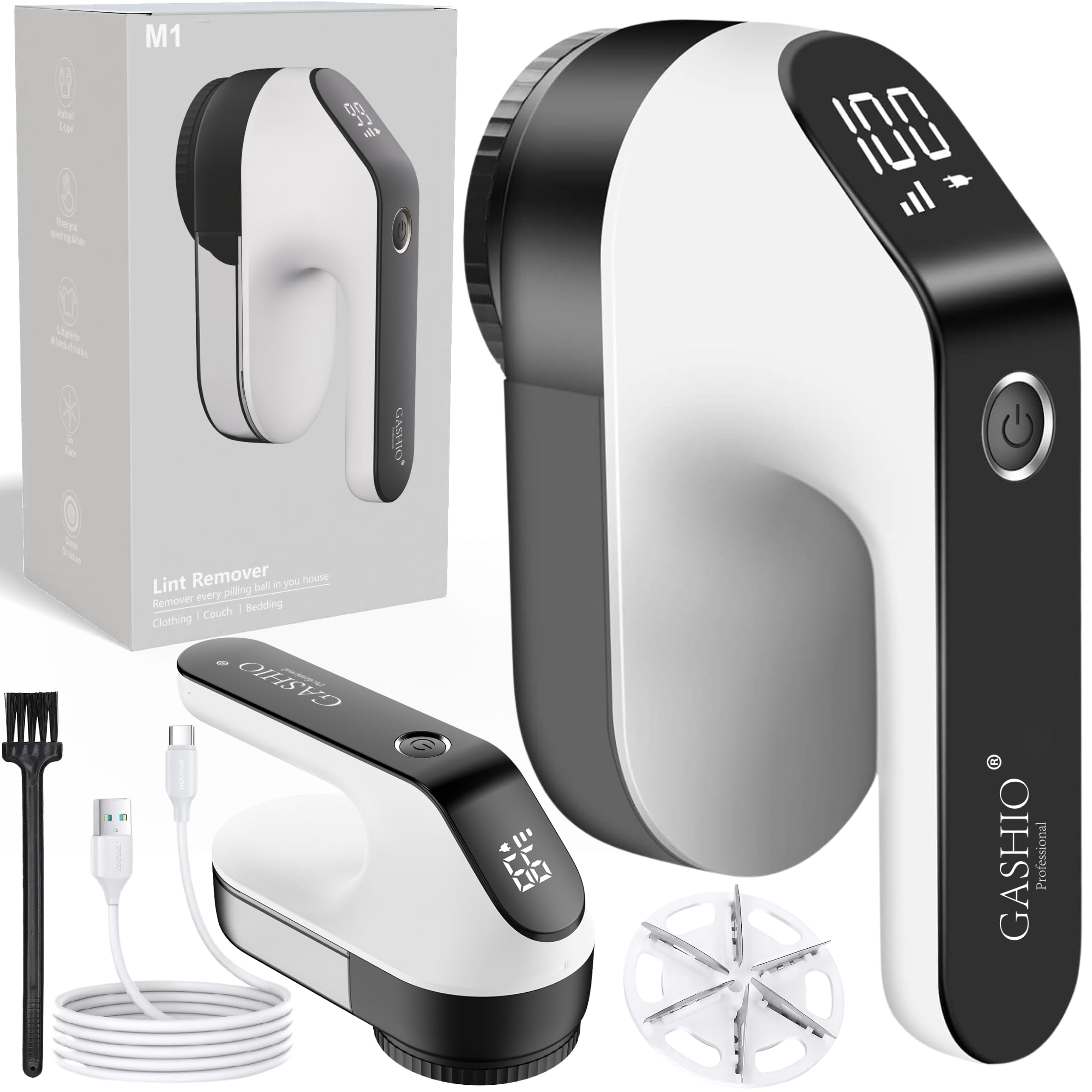 M1 - Rasoio elettrico ricaricabile, potente rimozione pelucchi e rasatura pelucchi per vestiti, Lint Remover, Fabric Shaver, Slanugine, ideale per tessuti e maglioni