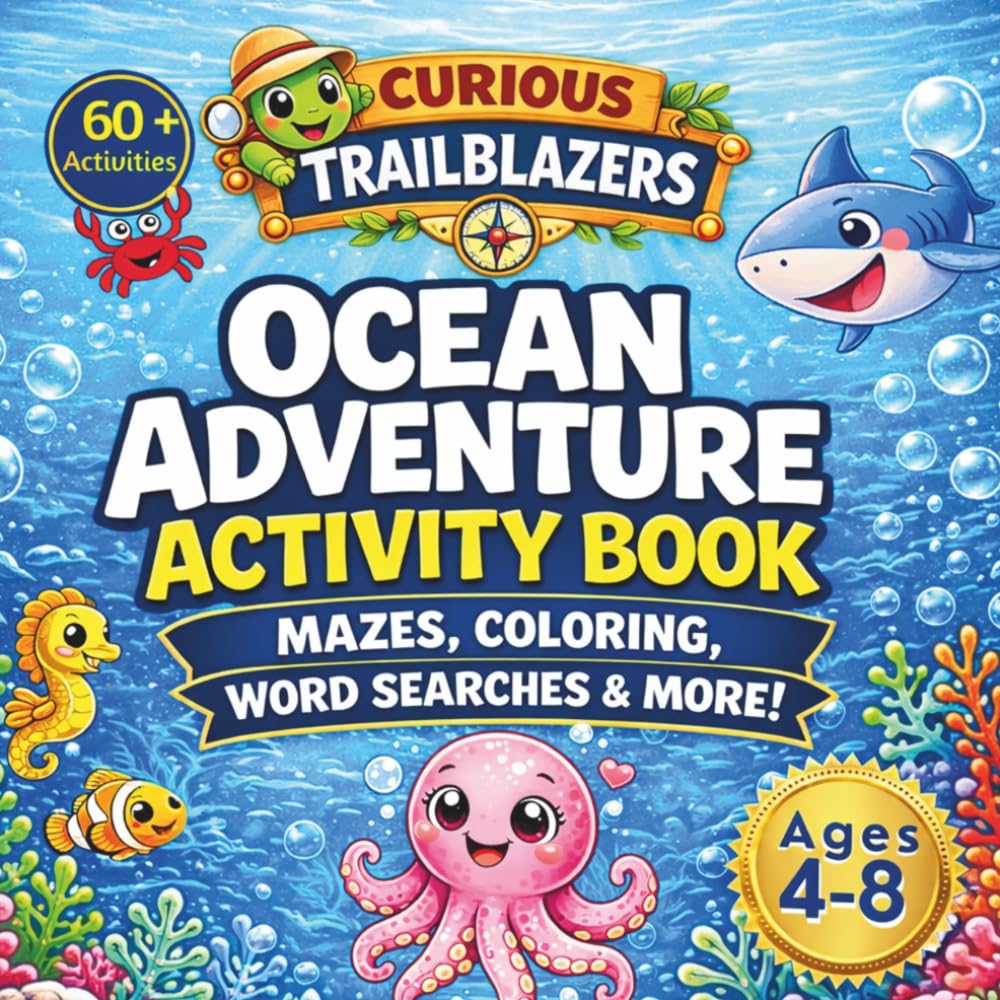 Ocean Activity Book for Kids: Mazes, coloring, Word Search & More!