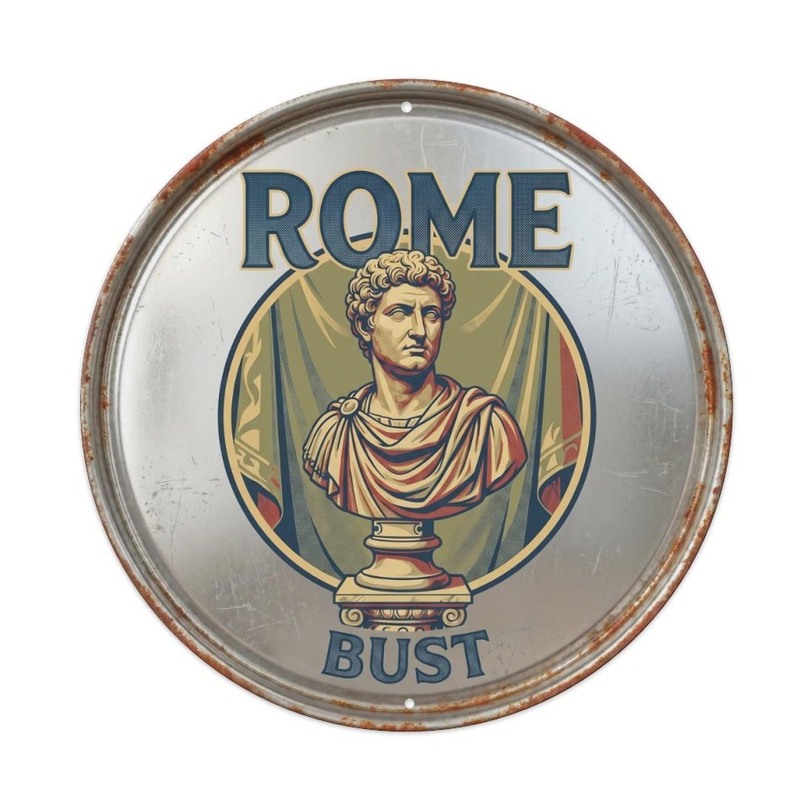 Classic Rome Italy Bust Heritage City Travel Metal Tin Sign