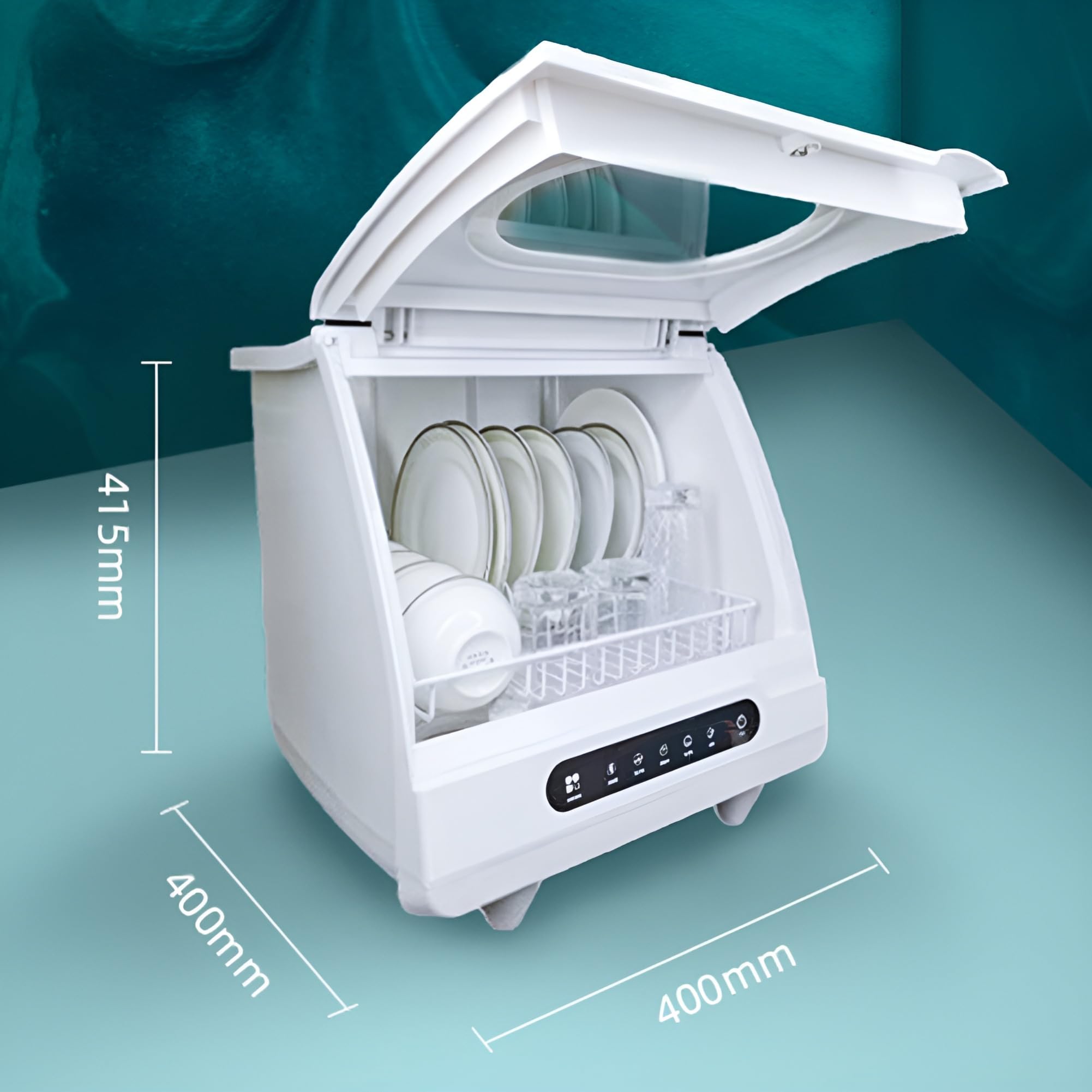 Mini zmywarka, kompaktowa automatyczna zmywarka stołowa z panelem dotykowym, 5 programów mycia, 1200 W do mieszkań, akademików, biur i kempingów