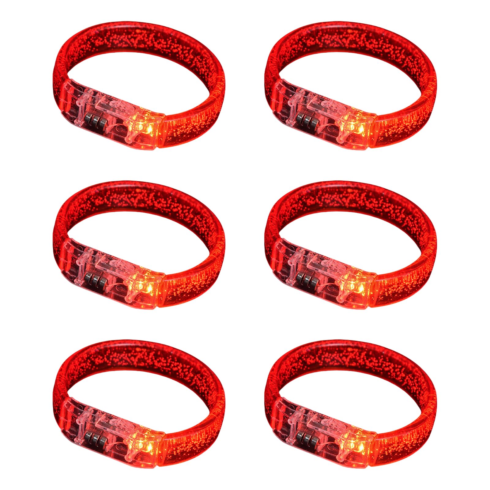 Jazuaiao Of 6 LED Light Bracelets Multicolors Wristbands for Concert and Festival Wear Wrist Accessories Party Supplies Acrylic Glow Bracelets