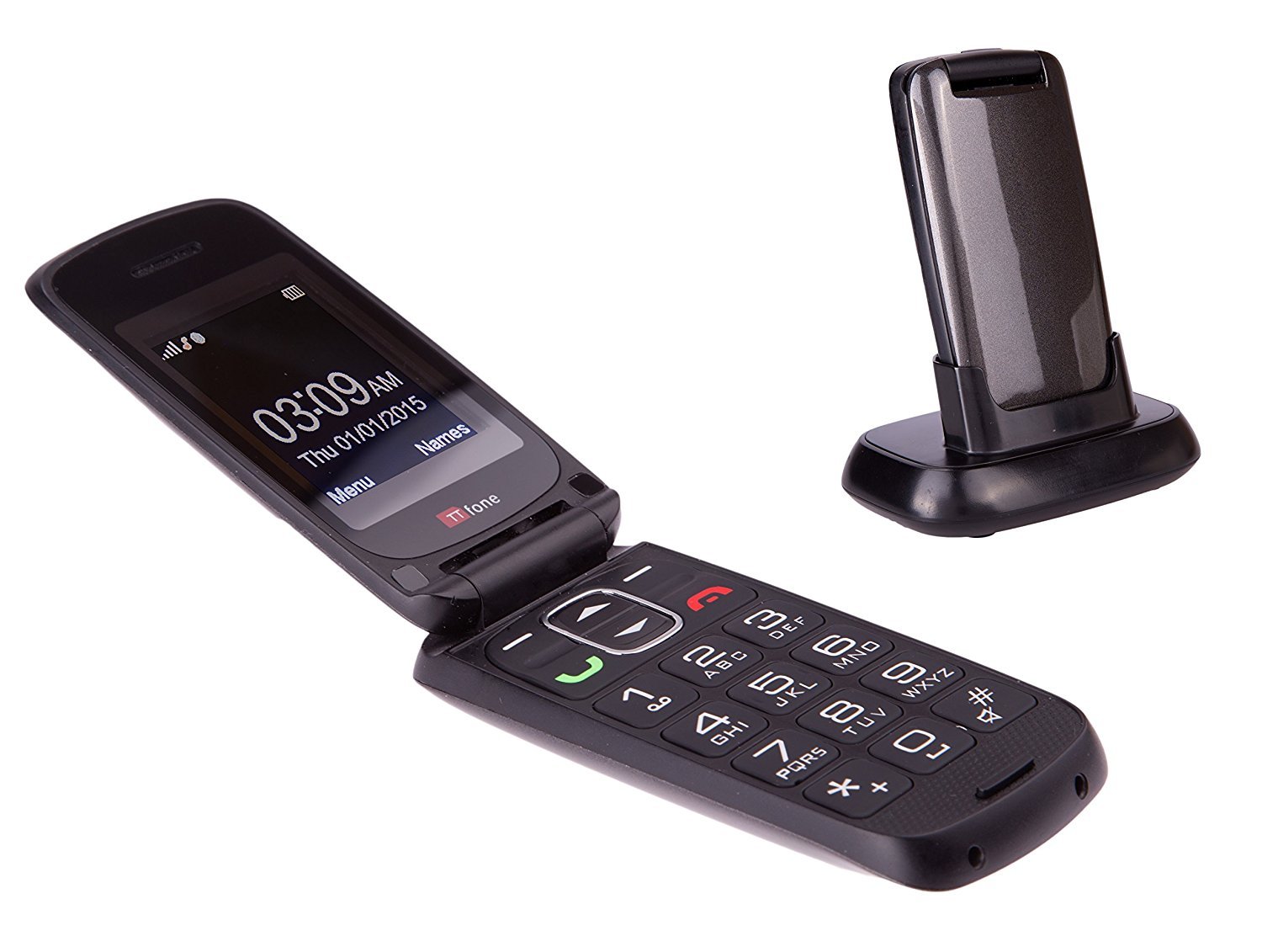 TTfone Star Big Button Flip Téléphone Portable Pay As You Go Gris