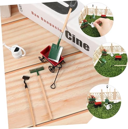 Miniatura 7 de 1 Unidades de casa de muñecas Mini palas de jardín en miniatura Micropaisaje Diseño Prop Mini Herramientas Jardín Carro Pequeño Casa Accesorio Casa