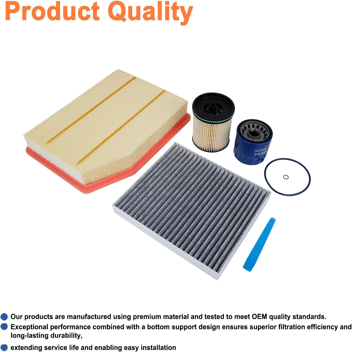 Oil Fuel Filter Engine Cabin Air Filters Kit(4 PCS).Replaces Part # PF66 TP1015 A3244C 13508023.Compatible with 20-23 Chevy Silverado 1500, Suburban, Tahoe.GMC Sierra, Yukon XL 3.0L Diesel
