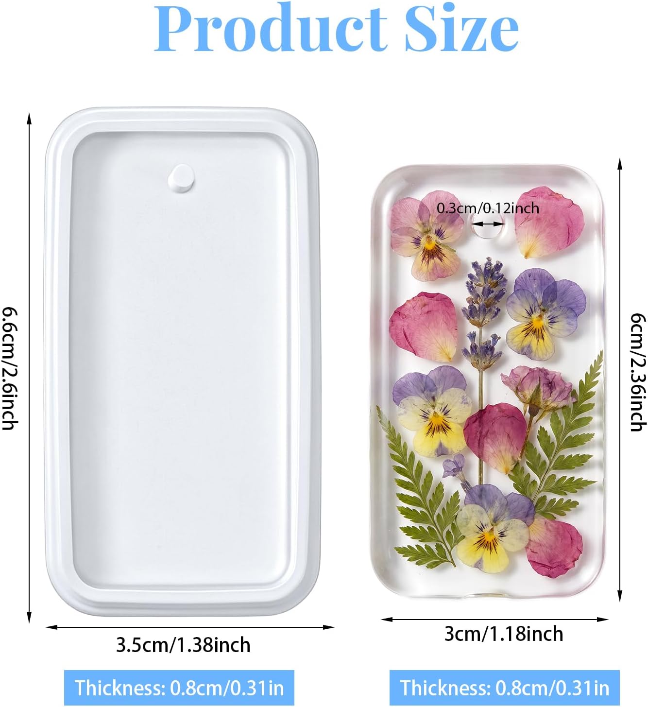 20Pcs Resin Keychain Molds, Rectangle Jewelry Casting Molds