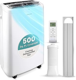 - SereneLife Small Air Conditioner Portable 14,000 BTU with Built-in Dehumidifier - Portable AC unit for rooms up to 650 sq ft - Remote Control, Window Mount Exhaust Kit