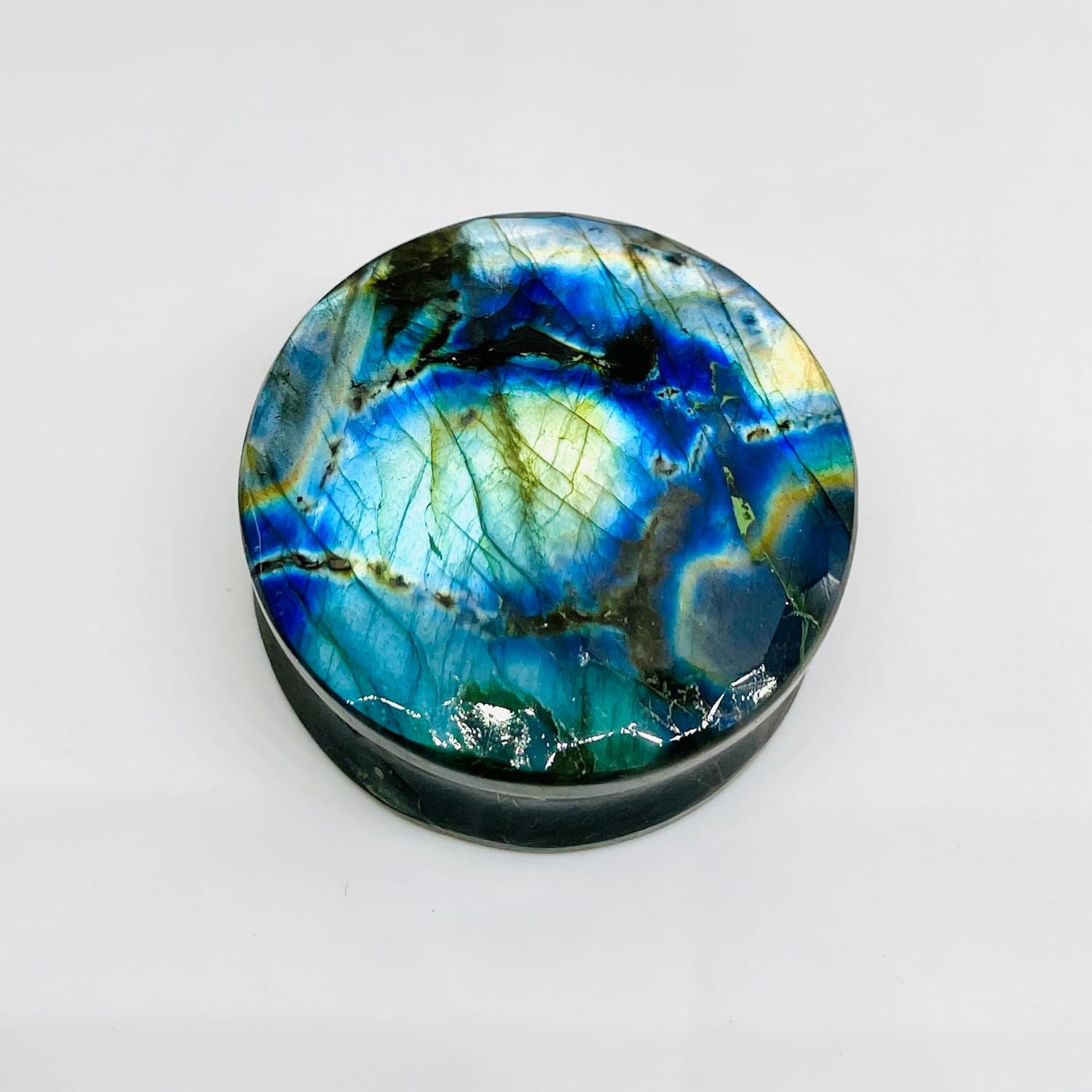 Uni Craft Naga Body Piercing Jewelry Gauges Plugs (1 Pair) for Earrings, 8g (3mm) to 54mm, Multi Flash Labradorite Gemstone, Handmade, Customized Size & Wholesale Available