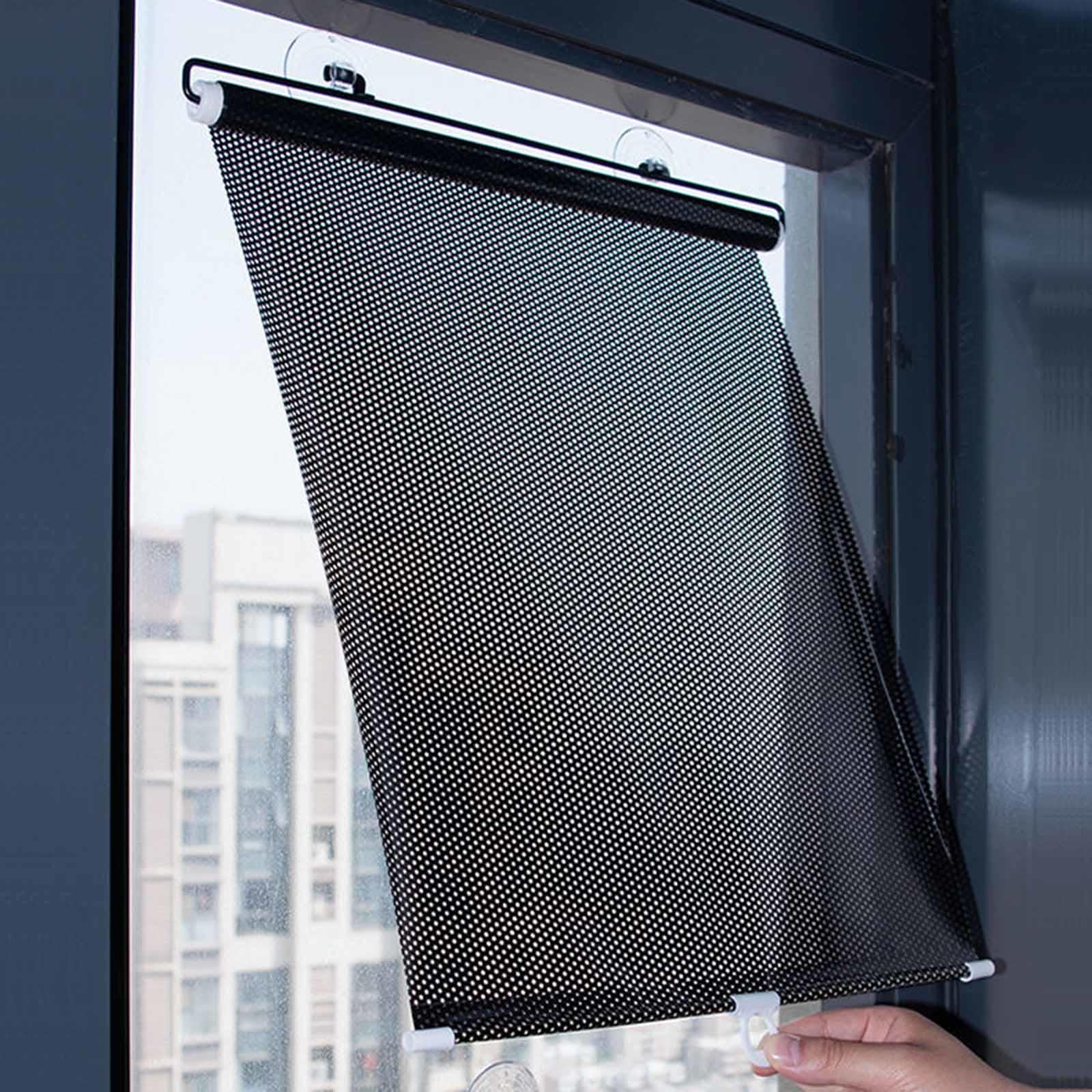 DECAKE Temporary Blackout Blind,Suction Cup Roller Blind without Drilling,40x60cm/50x125cm/68x125cm,Privacy Curtain,Portable Insulation Window Film,Retractable Balcony Sunshade,Black-50x125cm/20x49in