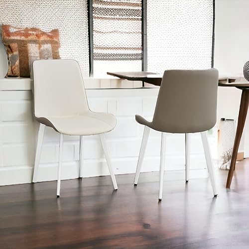 Miniatura 10 de Juego de 4 sillas de comedor modernas de mediados de siglo con piel sintética de primera calidad (juego de 4, color blanco)
