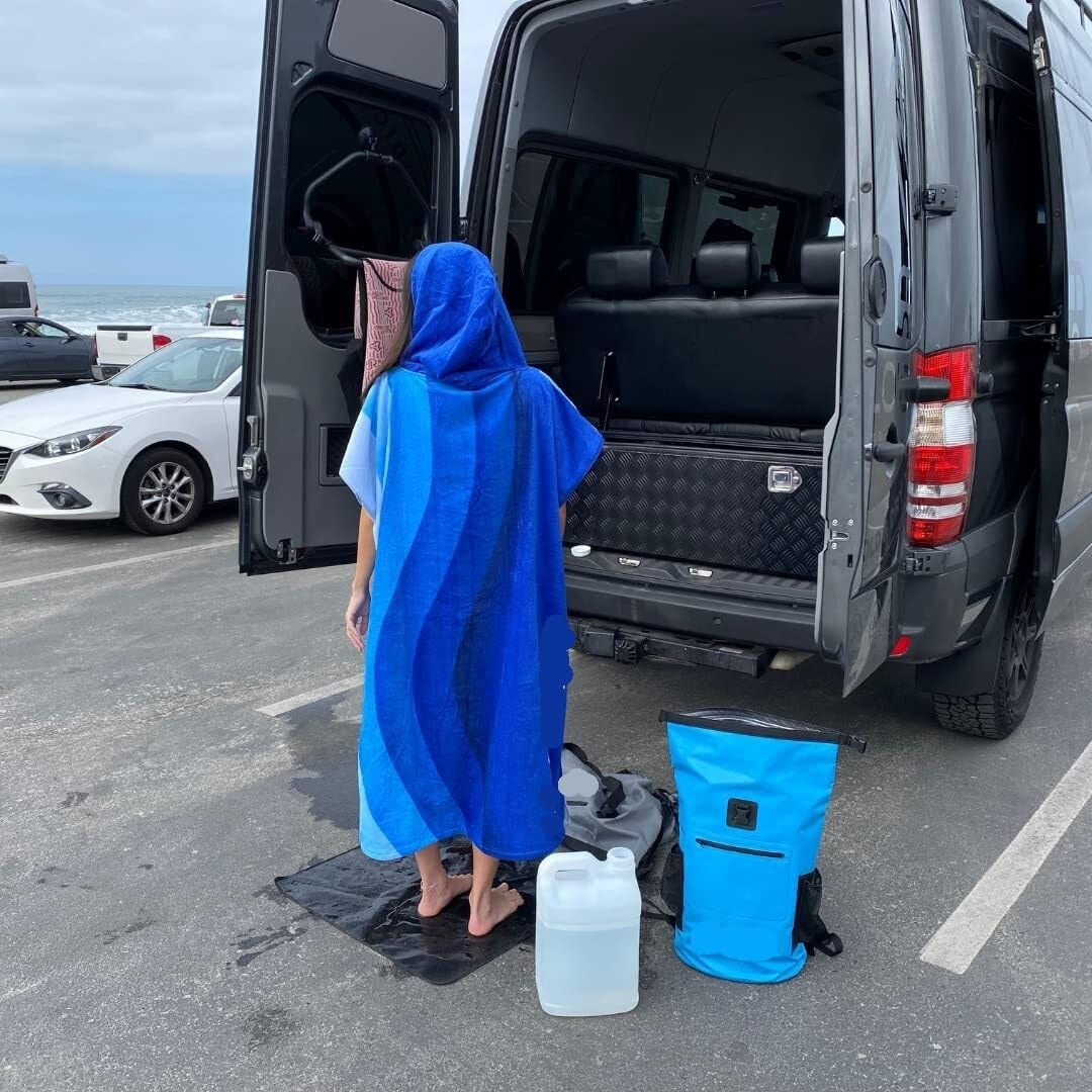 Générique Poncho de Surf, Poncho de Plage Adulte Ponchos à Langer – Coton Idéal après Le Surf ou la Natation Taille Unique(Blue)