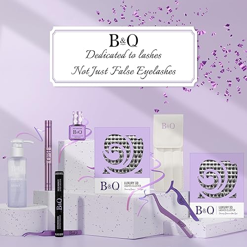 Miniatura 7 de B&Q - Extensiones de pestañas en racimo, individuales, 144 unidades, esponjosas, con efecto 3D, rizadas, de larga duración (3D01, mezcla de 10-18