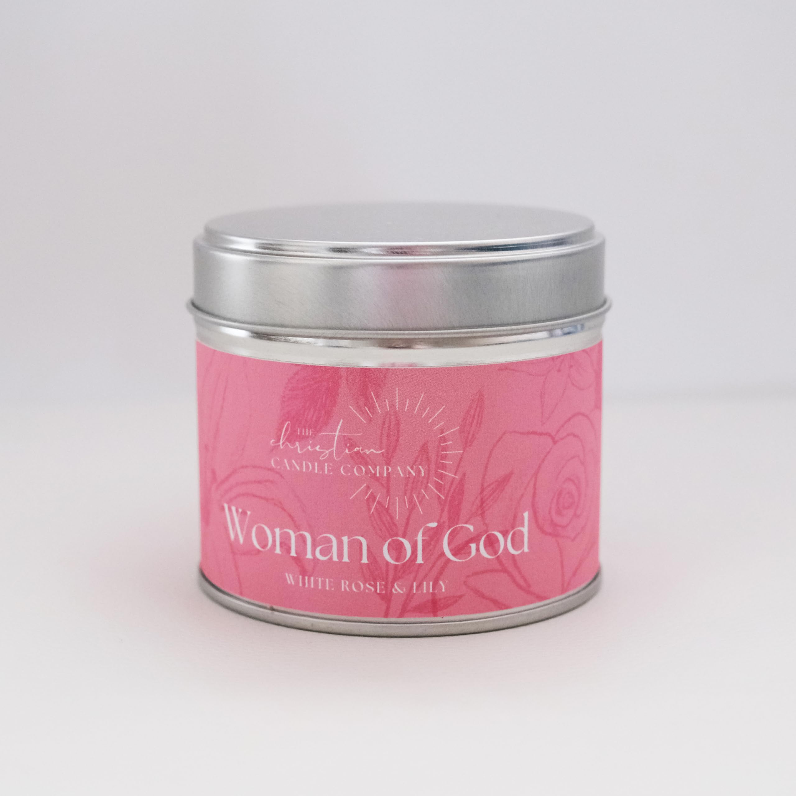 The Christian Candle Company - Woman of God - White Rose & Lily Scented Candle in A Tin