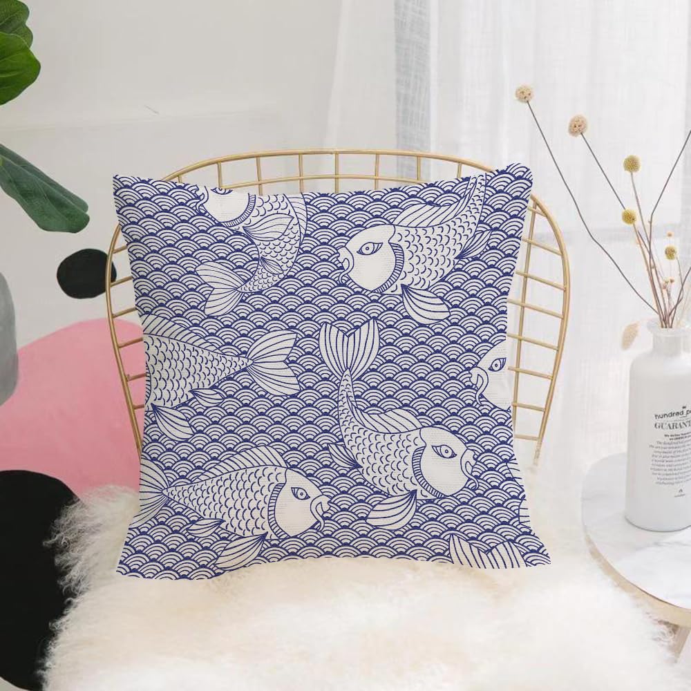 HYOSXW Cushion Cover,Throw Pillow Case Home Decorative for Living Room Bedroom Sofa Chair 16X16 Inch,Anemonefish Clownfish monochrome seamless pattern. Hand Drawn doodle,Pillowcase 40X40cm