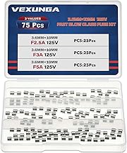 3 Values 75 Pcs 2.5A 3A 5A 125V 3.6x10mm Christmas Light Fuses Kit 2.5 3 5 Amp 125 Volt Xmas String Lights Mini Glass Fuse Max Replacement for C7 C9 Bulb Fan Plug