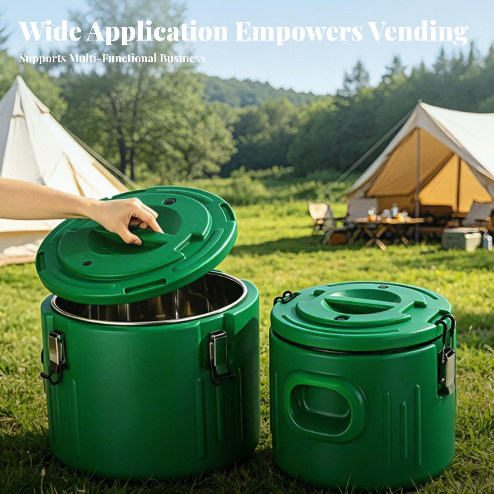 predolo 3 Pieces Contenitore con Coperchio a Chiusura Riutilizzabile Portatile Porta Vivande Portapranzo Termico Rotondo, Array, Verde