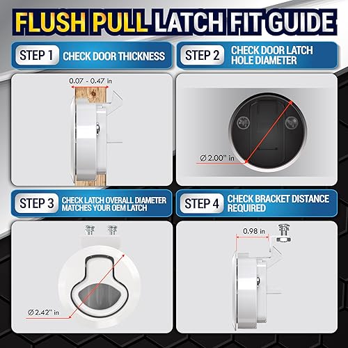 Miniatura 2 de LATCH.IT Paquete de 2 pestillos para escotilla de RV y barco  Montaje empotrado blanco  Pestillo Slam RV y cerradura de tapa de barco  Se adapta a