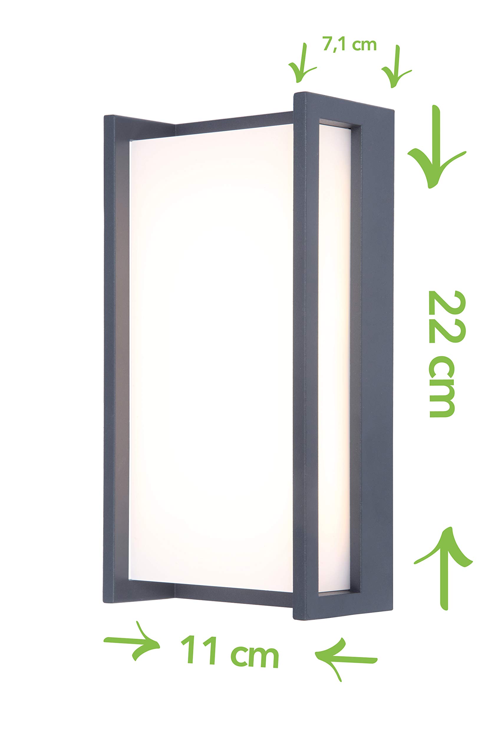 LED Außenwandleuchte Qubo,moderne Wandlampe aus Aluminium in Anthrazit,Farbwechsel, APP-Steuerung, Kompatibel mit Alexa und Google Assistant,Außenlampe