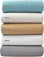 Tex Trend Grey Waffle Blanket – 100% Cotton Blankets Queen Size – Breathable and Soft for Summer Spring – Suitable for Bed Layering, Sofa - Grey (90”x90”)