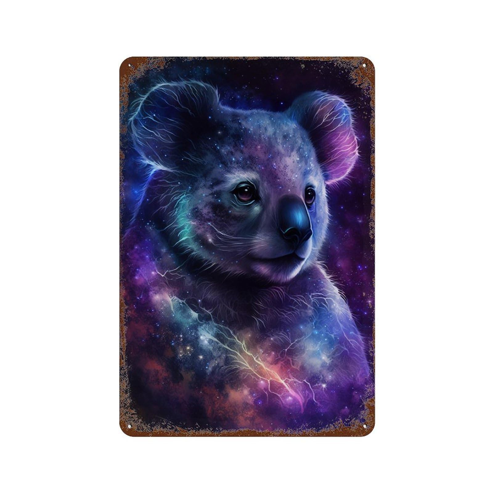 Cosmic Koala Art Print-16 Vintage Metal Tin Sign 11.8"x7.9", Old School Wall Decor for Living Room, Hallway And Home Decor