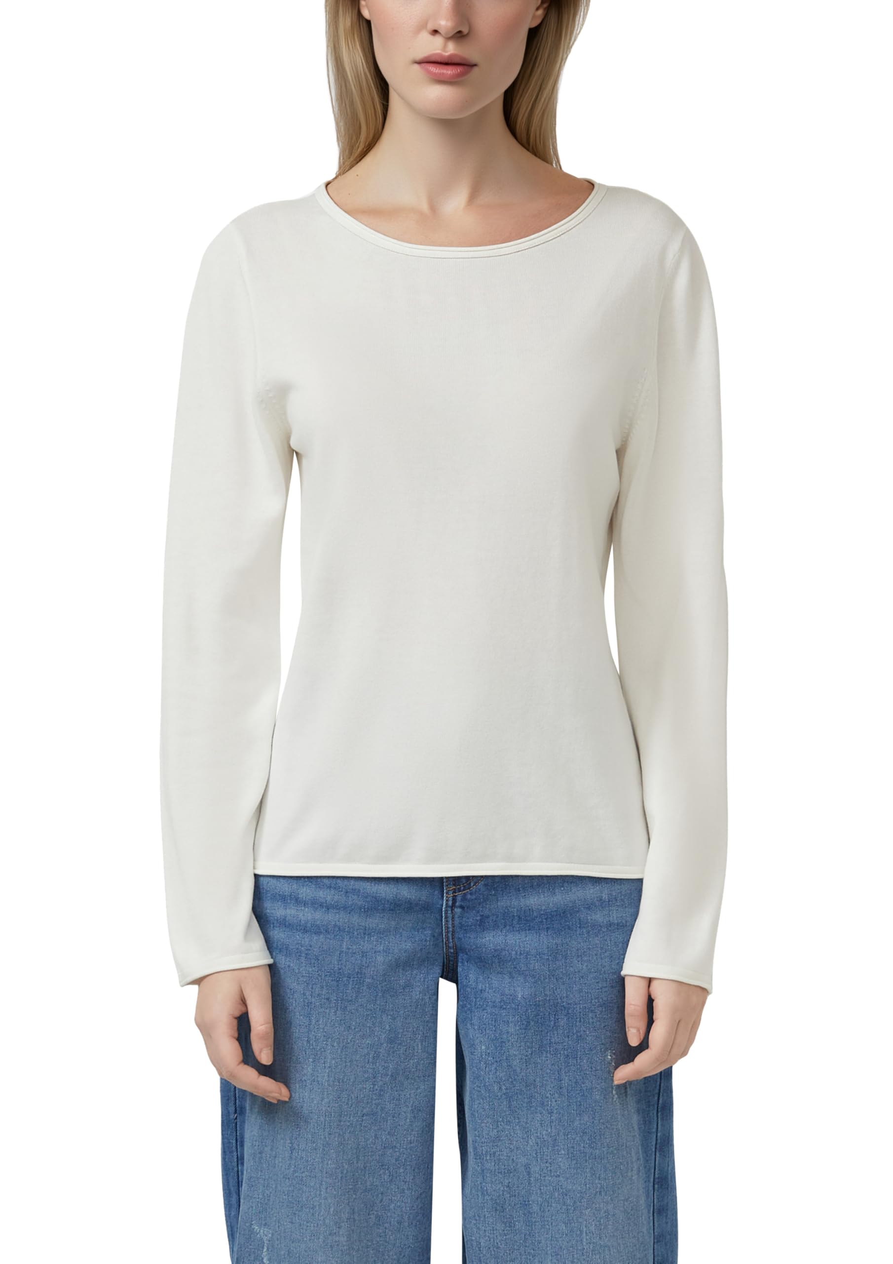 s.Oliver Damen Feinstrickpullover Creme Baumwolle Viskose Mix Langarm