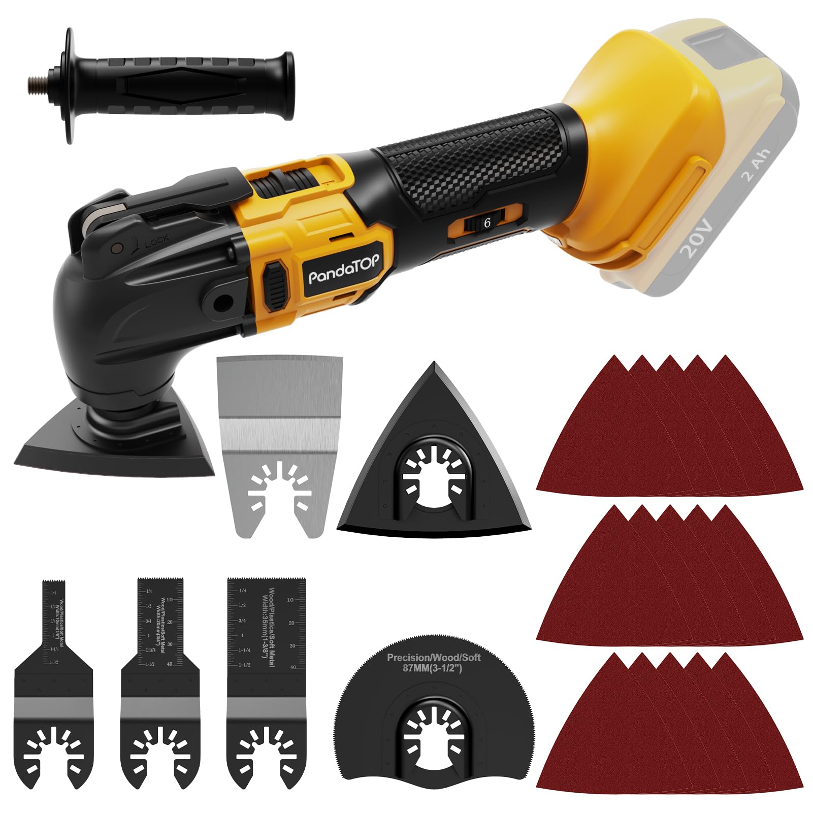 Oscillating Multi Tool for Dewalt 20v Max Battery, Brushless, 6 Variable Speed, Cordless Oscillating Tool, Multiusos, 22 Pcs Multi Tool Kit Cutting, Sanding, Scraping (Battery Not Included)