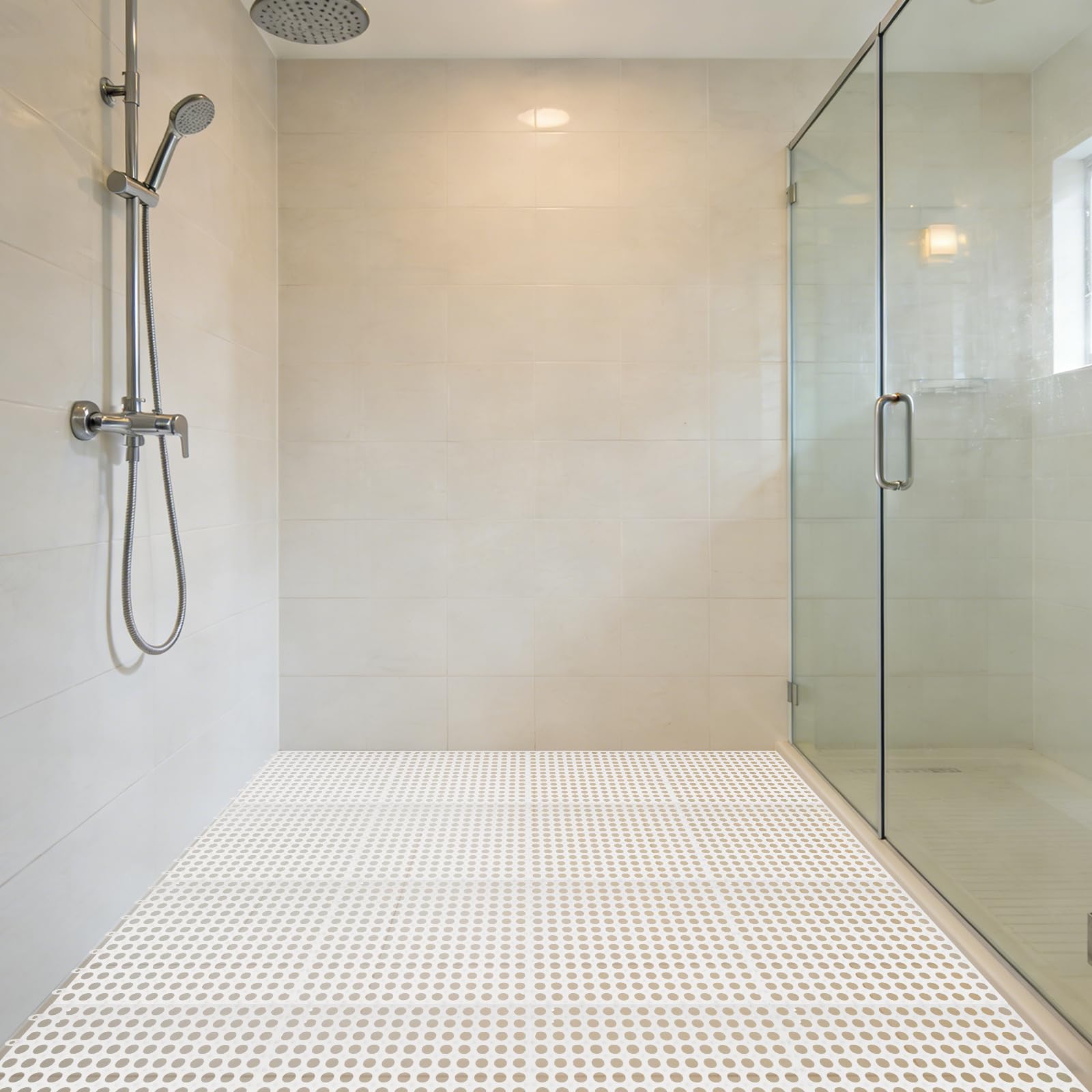 30 Pack 11.8” x 11.8” Interlocking Floor Tiles Bulk White Drainage Pool Flooring Mats Swimming Pool Non Slip Splicing Waterproof Splash Matting Mesh Doormat Modular Interlocking Water Drain 3x10 ft — Amazon image 7