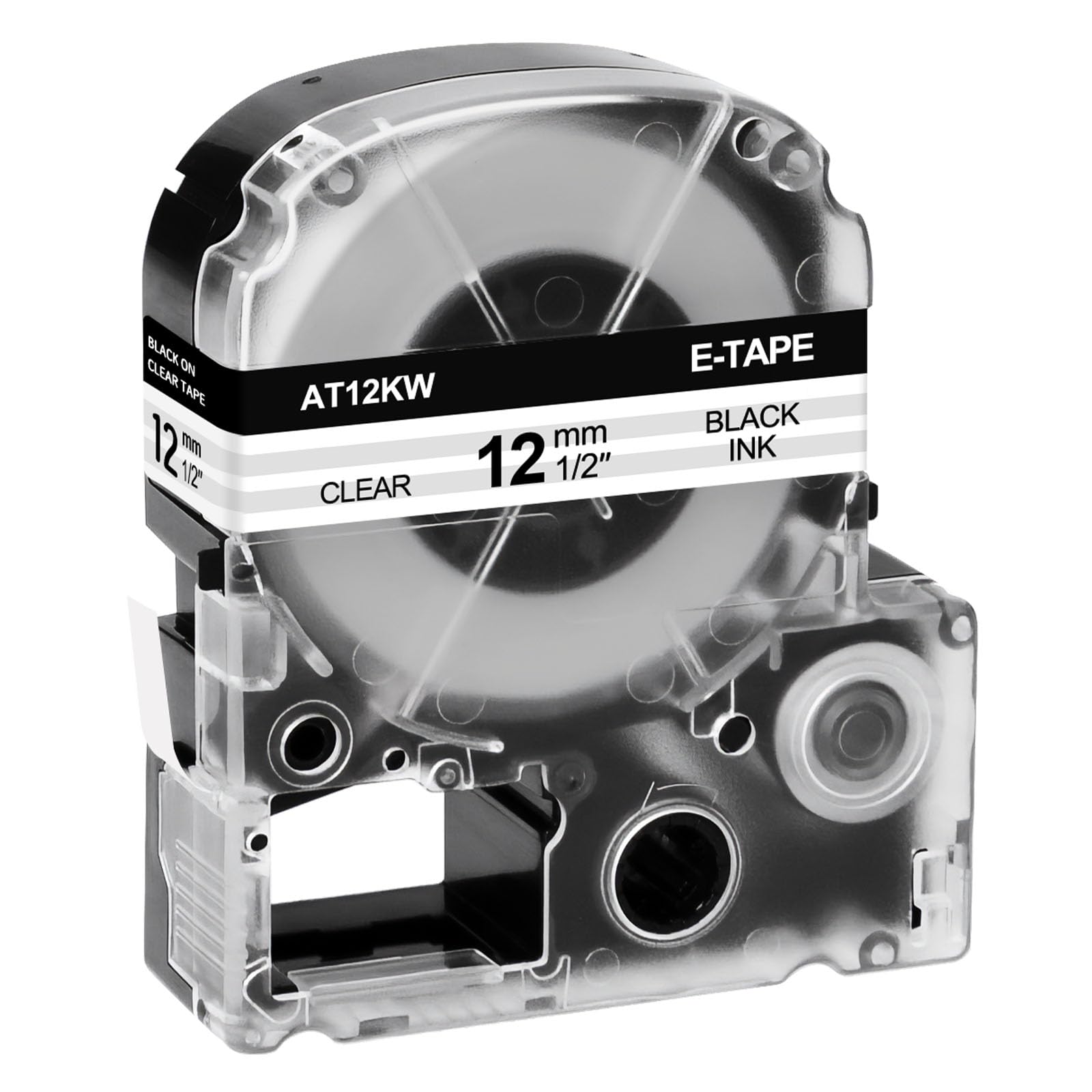 NineLeaf1PK Compatible for LW Label Maker Tape 12mm 1/2" LK-4TBN LC-4TBN9 ST12KW AT12KW Black on Clear Label Tape for LabelWorks LW-300 LW-300L LW-400 LW-500 LW-600P LW-700 LW-900P LW-1000P KingJim