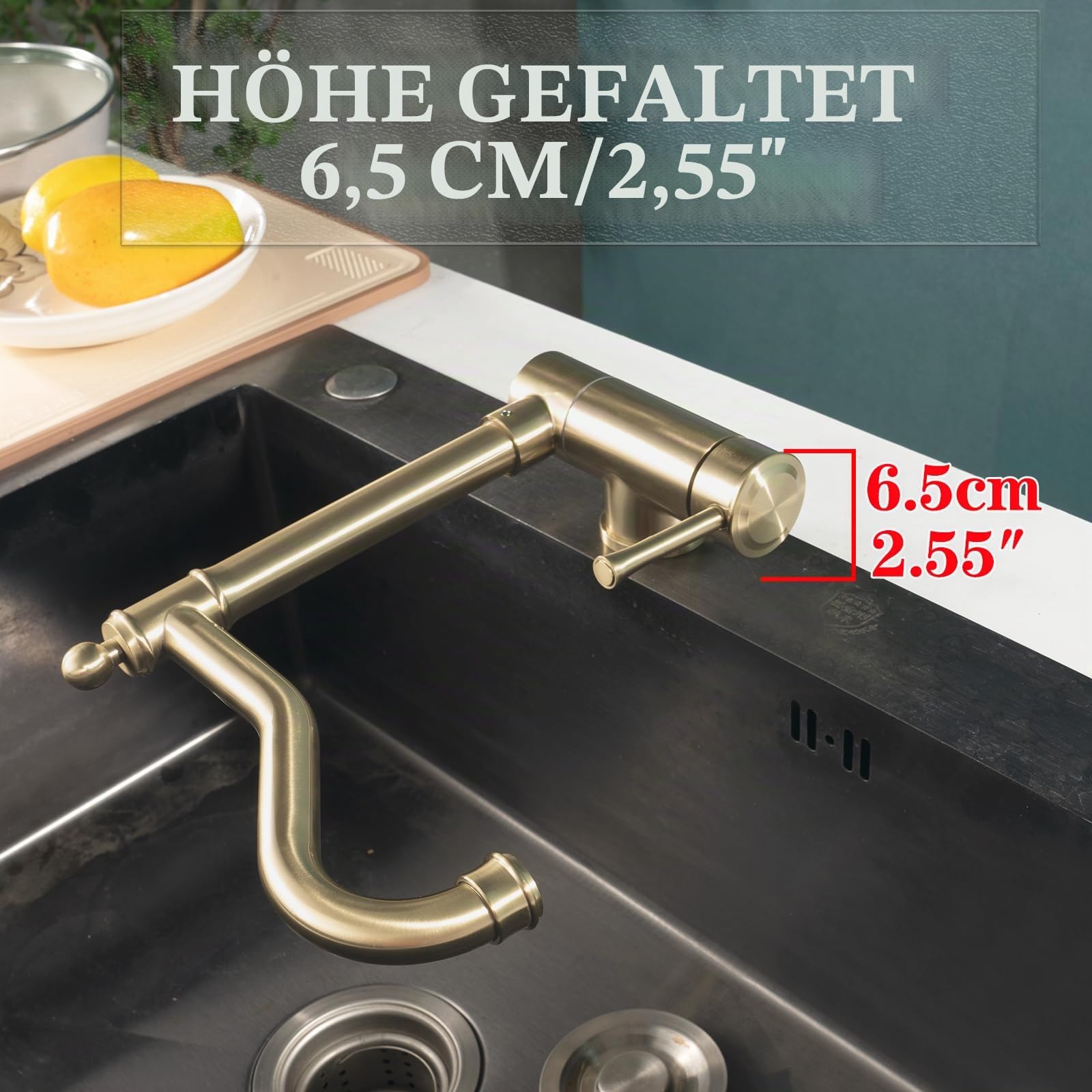 Wasserhahn Küche Klappbar Retro Vorfenster Küchenarmatur Umklappbar Gold | Wasserhahn Klappbar Küche Gold, Vorfenster Küchenarmatur Umklappbar Retro-Stils