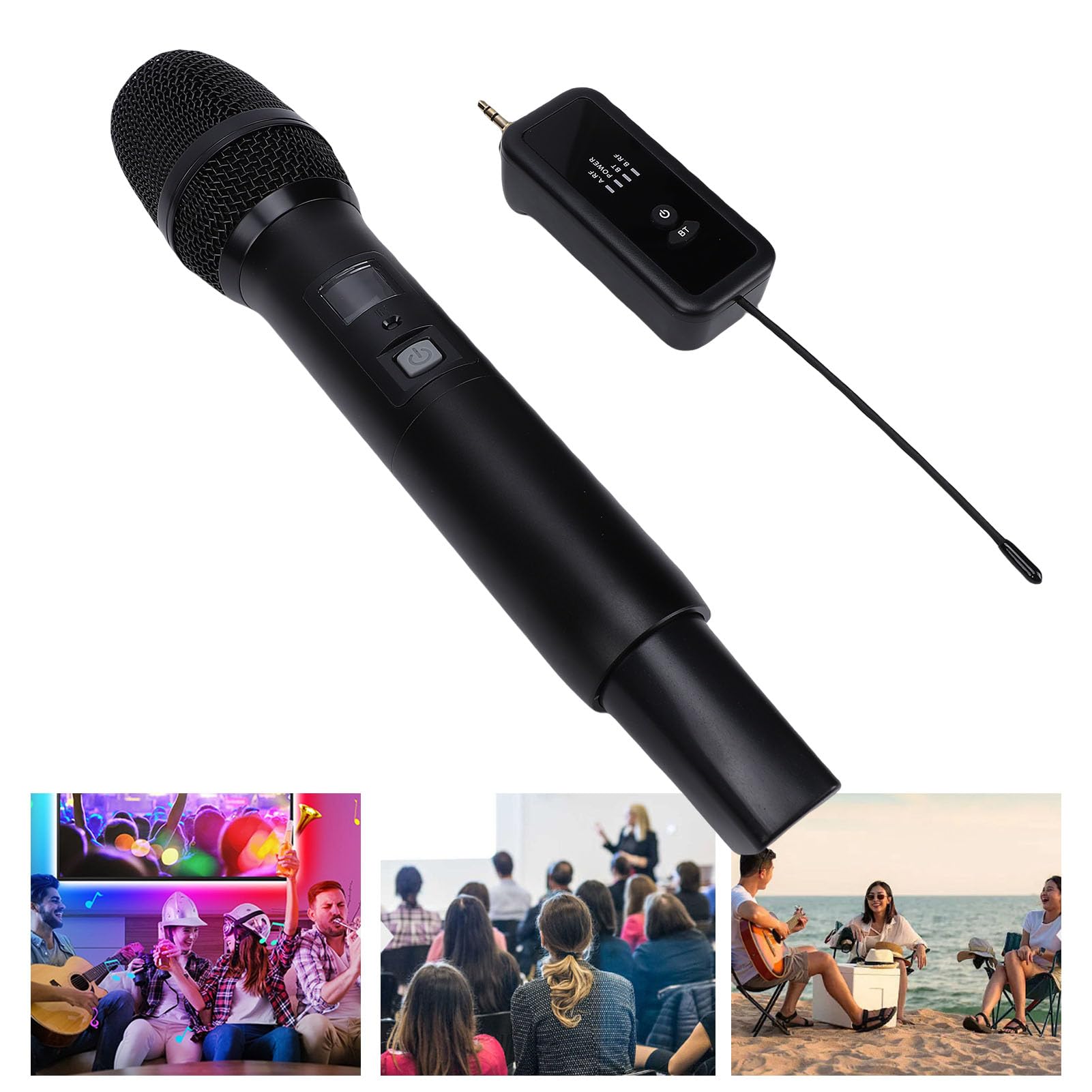 Microfonico Portatile Wireless, Microfono Dinamico, Voce Chiara per Riunioni di Karaoke in Streaming Live, Portatile Leggero per Prestazioni All'aperto