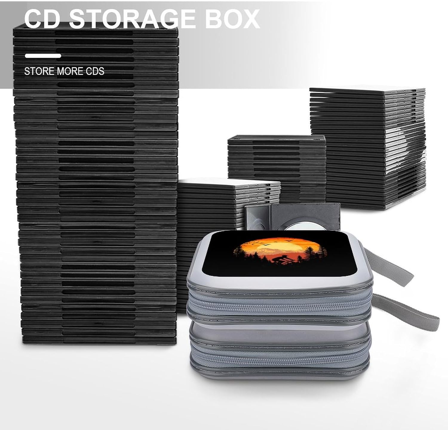 Vintage Cycling Downhill Mountain Bike CD Case Portable DVD Storage Box CD Wallet Holder Binder Organizer for Car Home