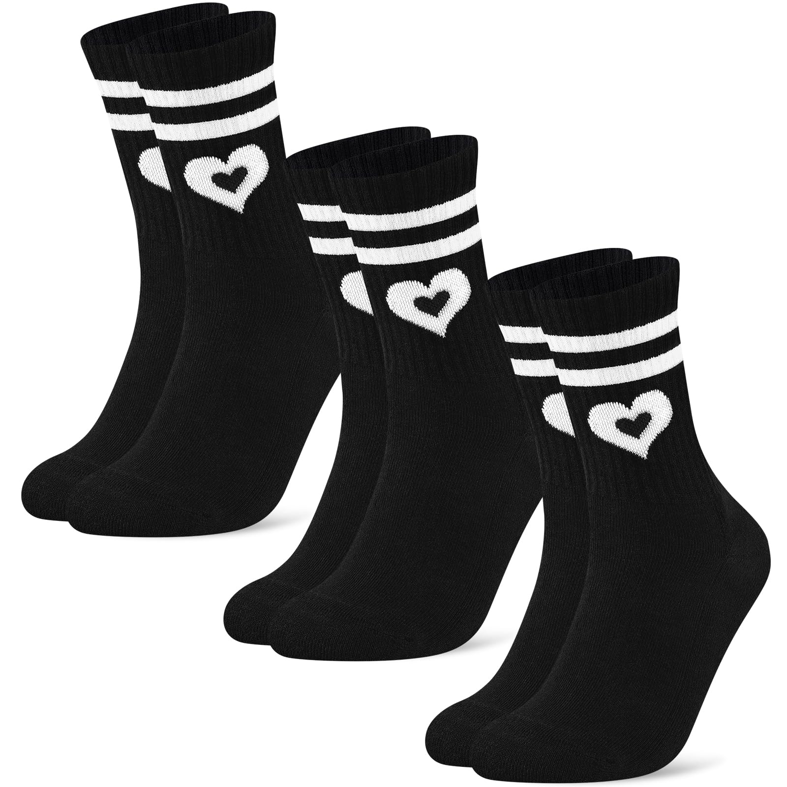 Niofind Tennissocken Damen 39-42 35-38, 3 Paar Hohe Sportsocken mit Herz Motiv, Bequeme Baumwolle Laufsocken für Damen, Valentinstag Geburtstag Geschenk für Frauen Freundin Ehefrau Partner Paare