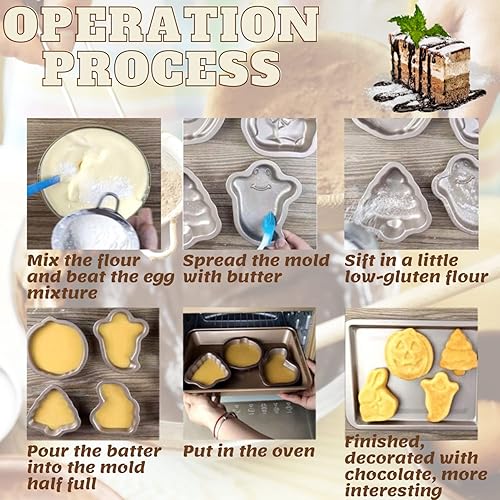 Miniatura 4 de Crethinkaty Molde para tartas en forma de fantasma de Halloween, molde para tartas de 5.6 pulgadas con revestimiento antiadherente, bandeja para