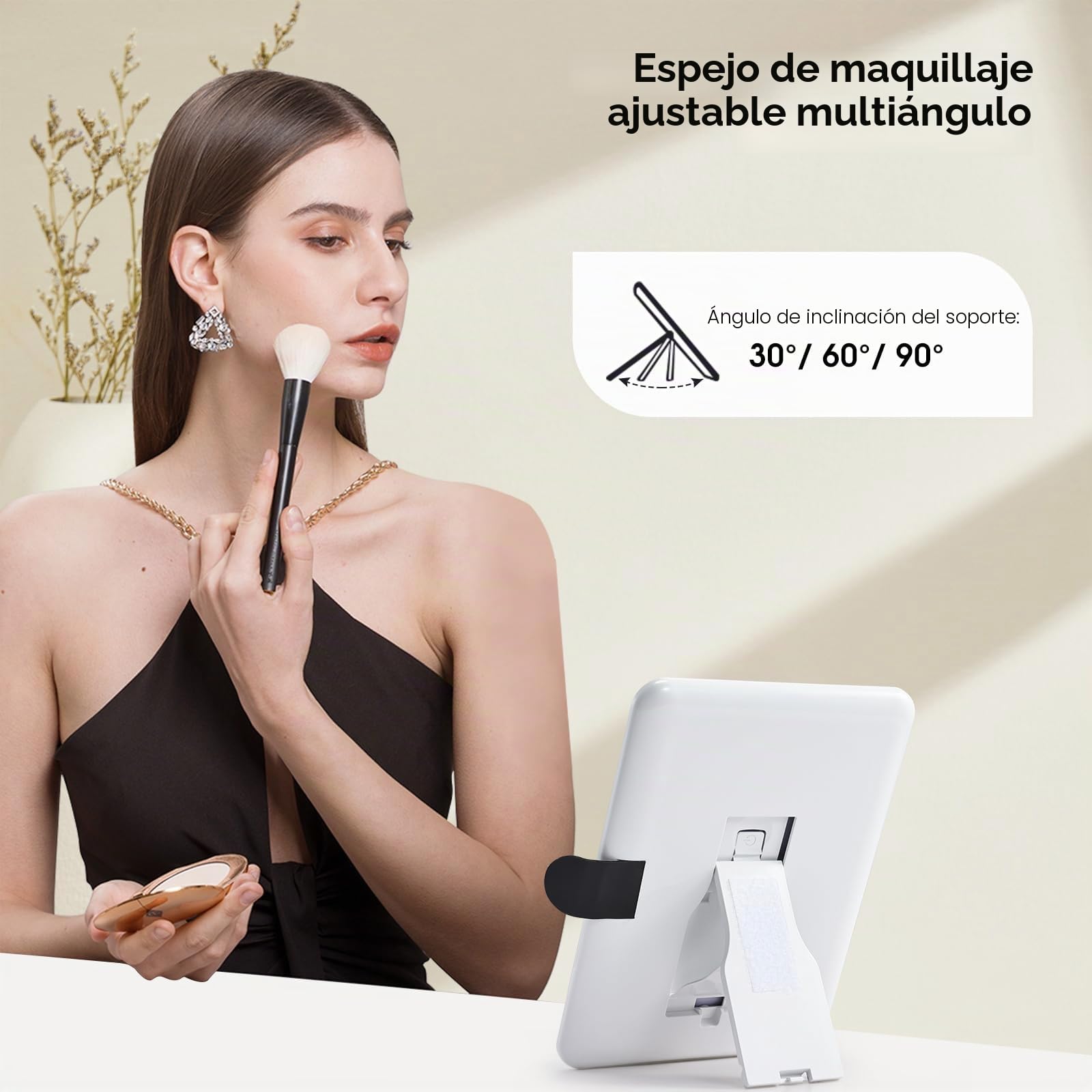 Maletin Maquillaje con LED Grande Maletín Organizador Maquillaje portátil de Cuero PU Estuche Maquillaje con Espejo extraíble Neceser Maquillaje con Soporte para brochas de Maquillaje, Negro