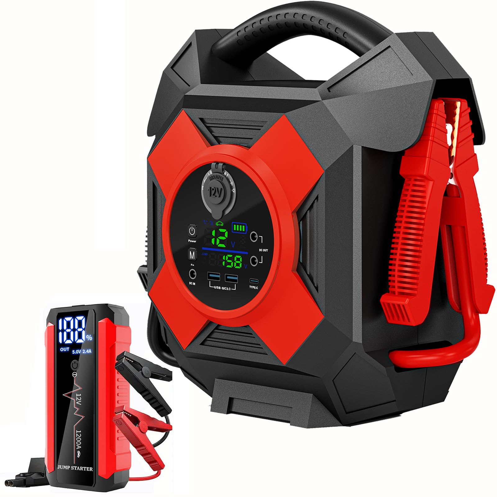 Heavy Duty Jump Starter Dm1264 30000a 12v for Semi Truck 50L Engines R50 1500a 2-3L Gasoline and Diesel