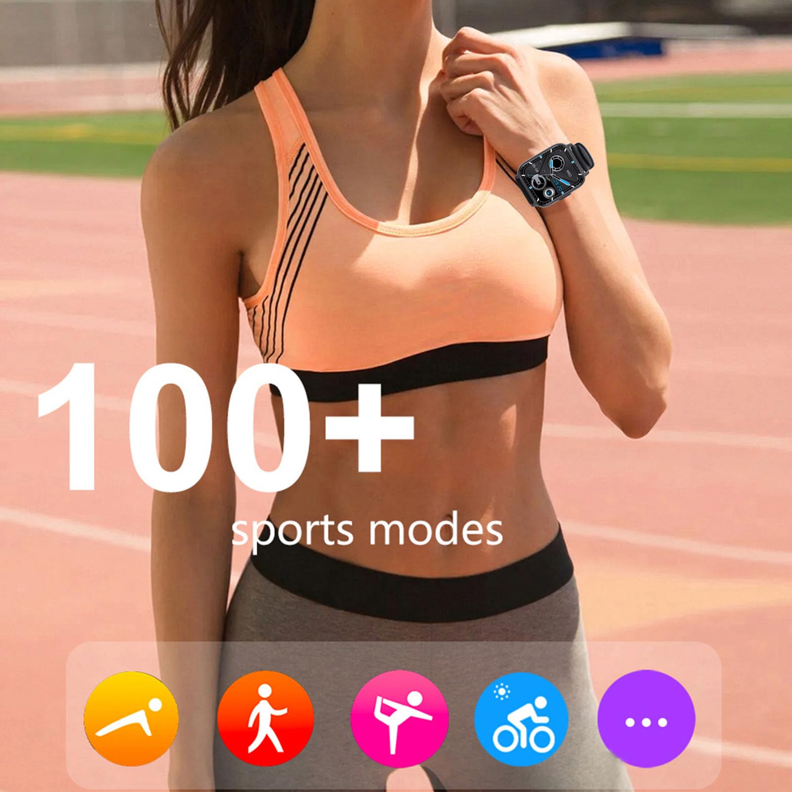 Smartwatch per Uomo e Donna con Funzione Telefono, Touchscreen 1,85", IP67, Orologio Fitness con Oltre 100 modalità Sportive, Fitness Tracker, Orologio Sportivo, Suppor (Nera)