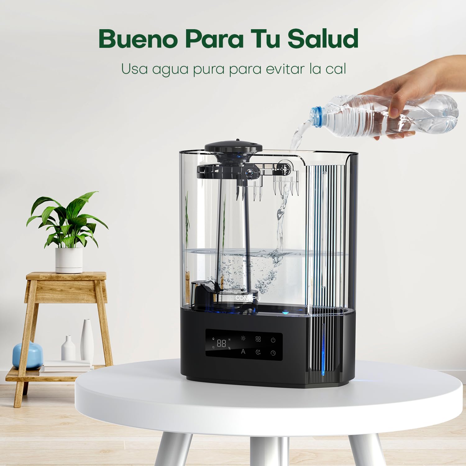 CONOPU Humidificador de Aire Ultrasónico 6L, Humidificador Silencioso de Aceites Esenciales con Tres Modos y Temperatura Constante, Humidificador Bebés con Varios Modos de Humedad