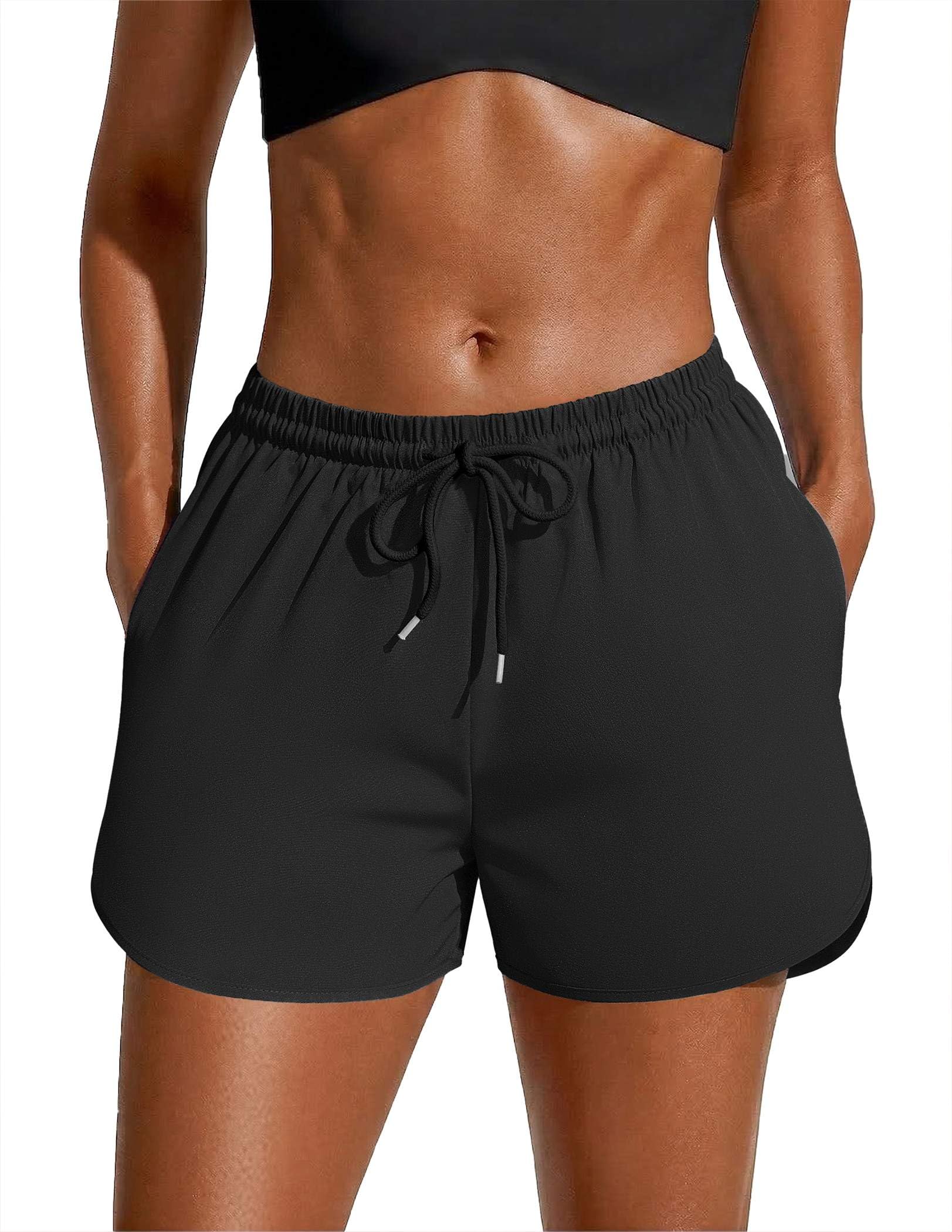 ekouaer Women's 3" Swim Board Shorts High Waisted Swimsuit Bottoms Tummy Control Swimming Trunks with Liner Pockets-picture-35