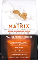 Syntrax Nutrition Matrix Protein Powder, mistura de proteína de liberação sustentada, pedaços de biscoito reais, biscoito de manteiga de amendoim, 2,2 kg