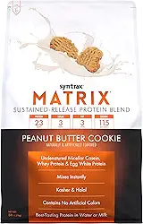 Syntrax Nutrition Matrix Protein Powder, mistura de proteína de liberação sustentada, pedaços de biscoito reais, biscoito de manteiga de amendoim, 2,2 kg