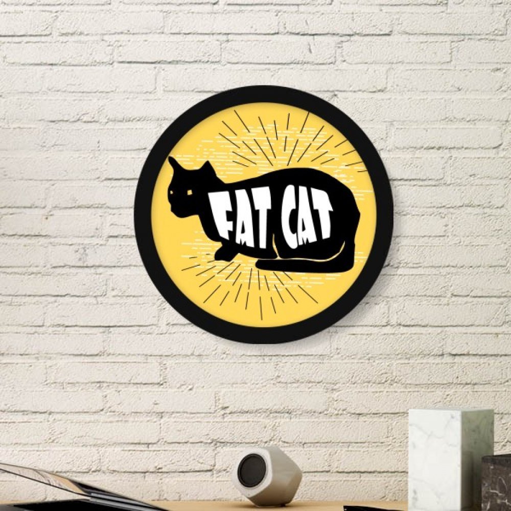 Cadre photo rond en bois naturel noir peinture chat de prestige