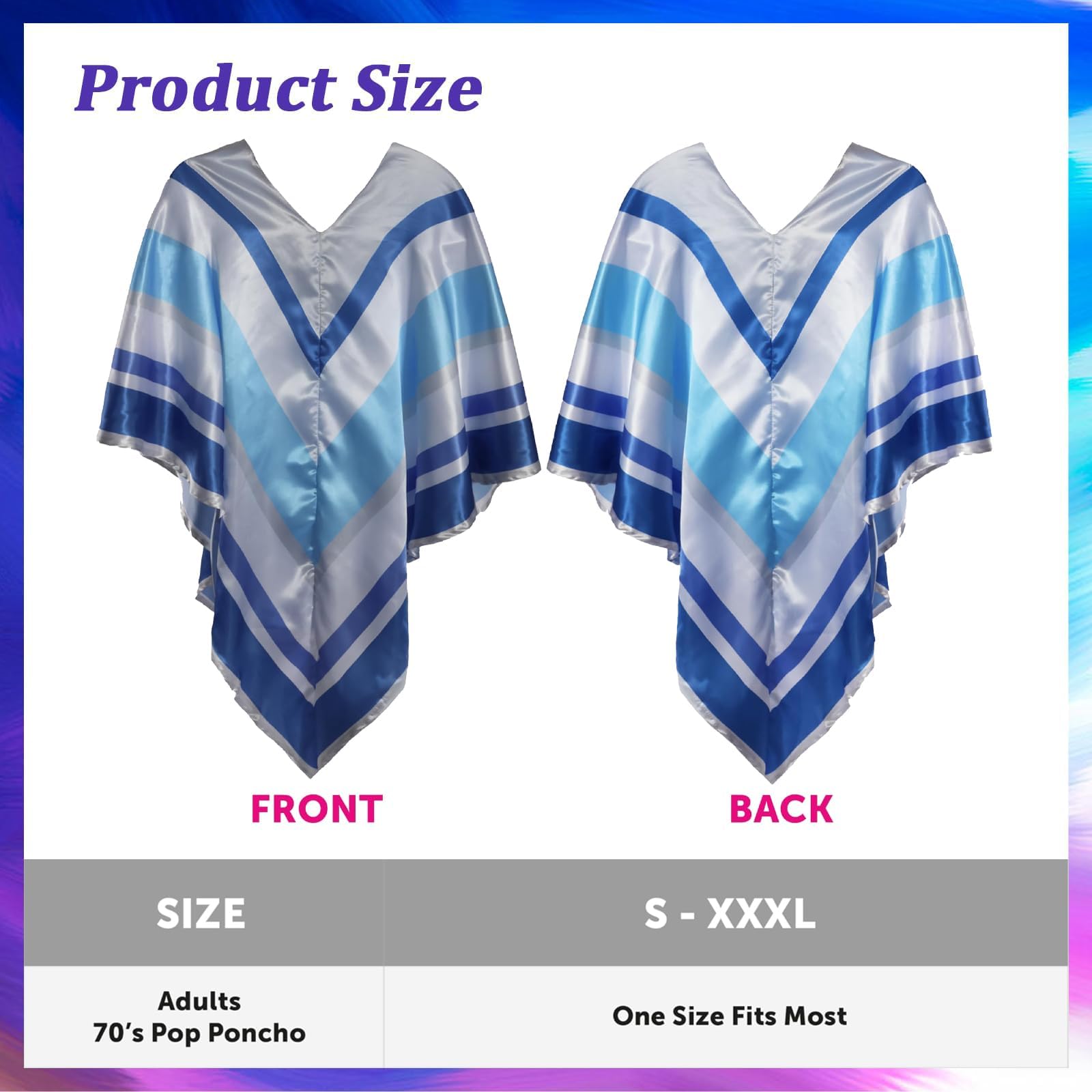 Abba Fancy Dress Costume, 70s Pop Poncho Adults, 70s Fancy Dress Women Accessories Disco Costumes - Image 2