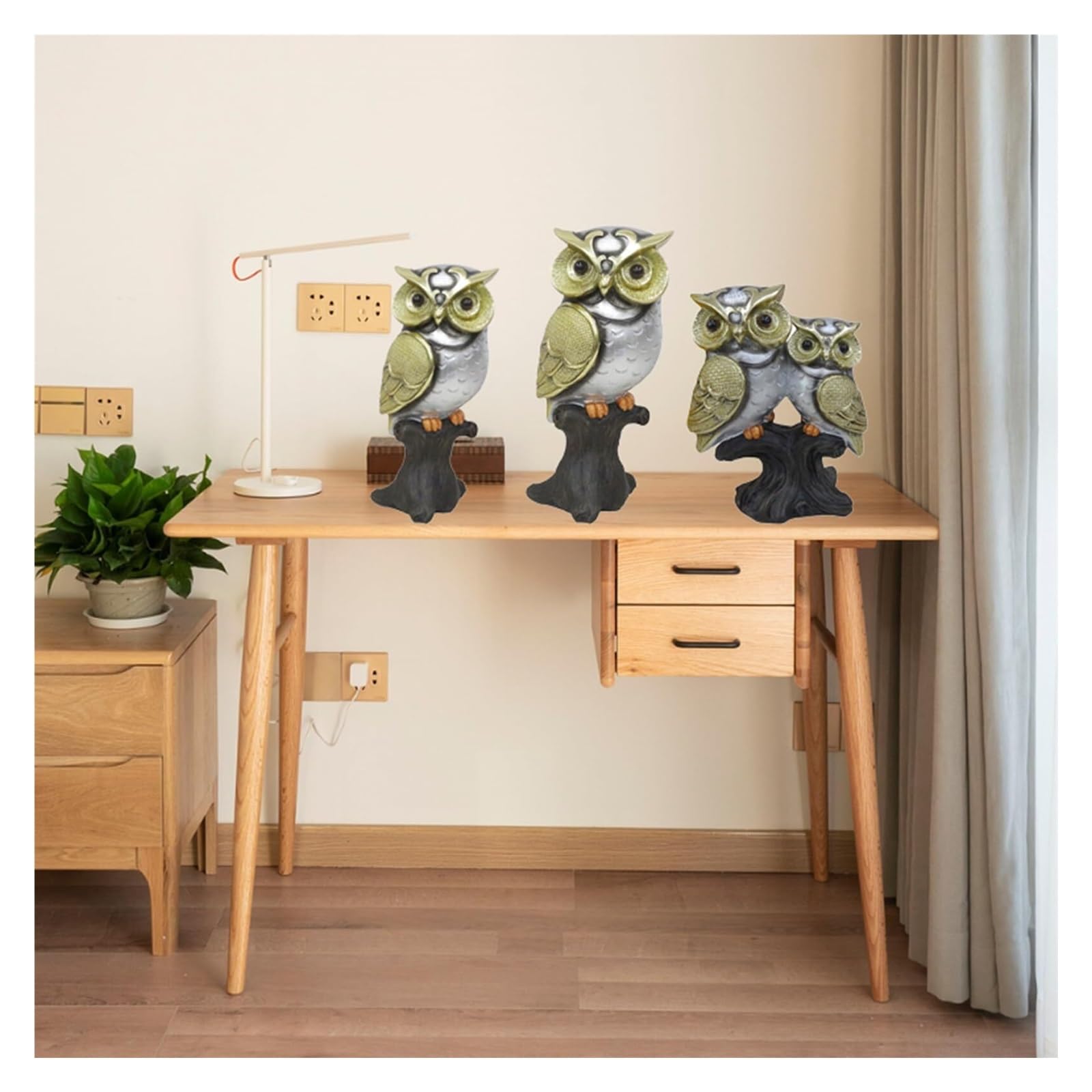 Regalos para Mujeres Estatua romántica de Pareja búhos, Escultura pájaro Resina, estatuas Decorativas Decoración para estanterías(A2)