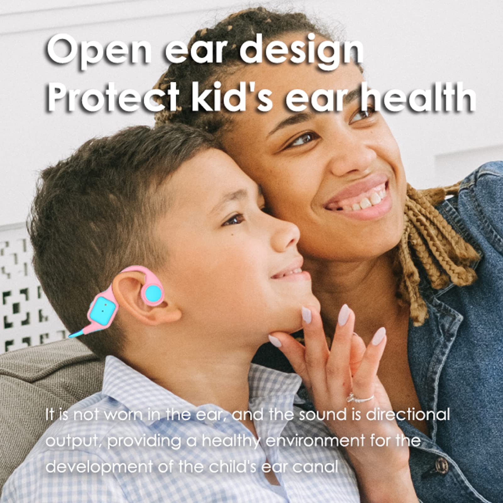 Knochenschall Kopfhörer Kinder kabellos Bluetooth für Schule Open-Ear Sportkopfhörer für Jungen Mädchen Bone Conduction Wasserdicht wireless Kopfhörer mit Ohrbügel für iPad Tablet Kindle Reise Rosa