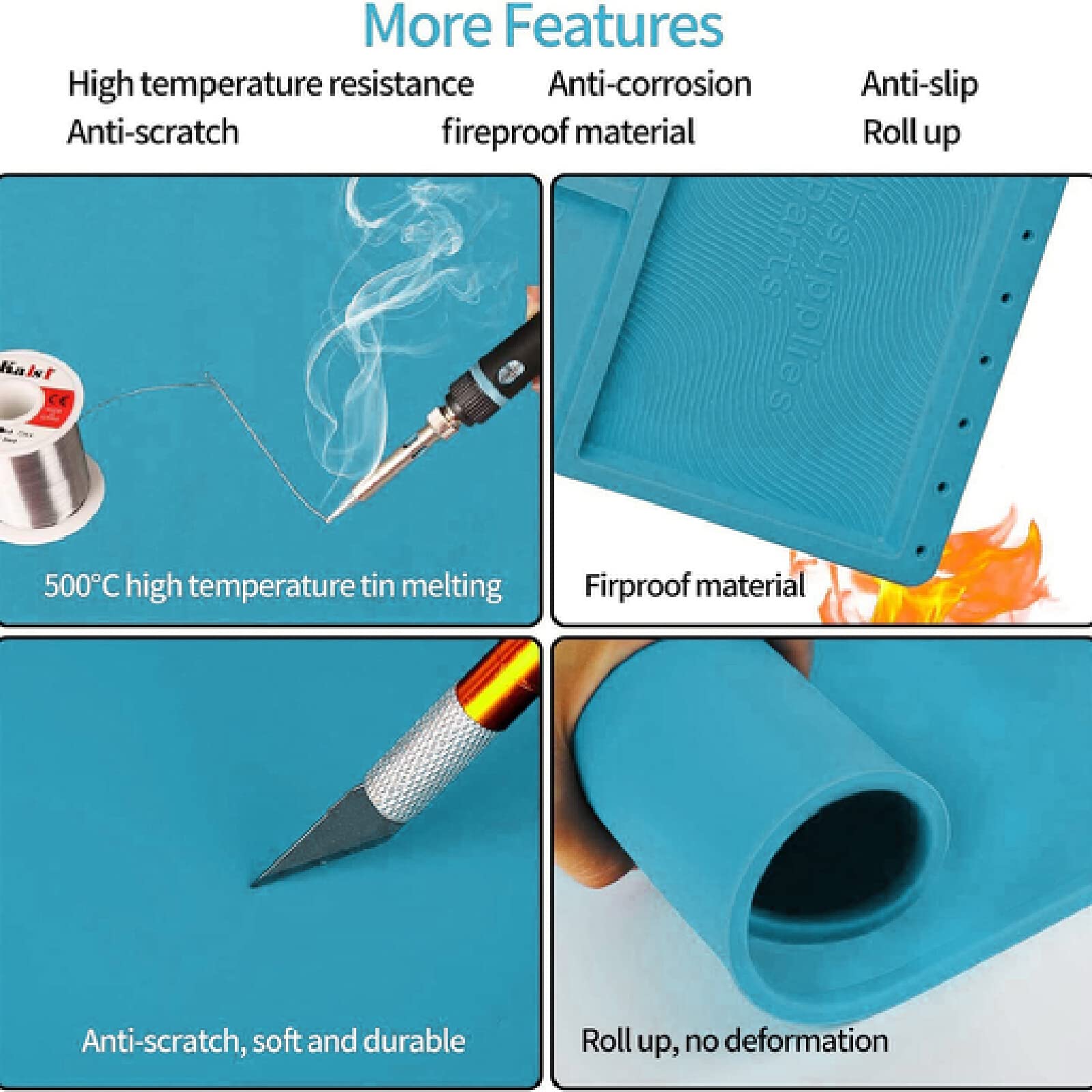 Tappetino per saldatura 500 ℃ resistente al calore Antiscivolo Tappeto da Lavoro, per Riparare saldatura di componenti elettronici o elettronica per Riparare Il Laptop