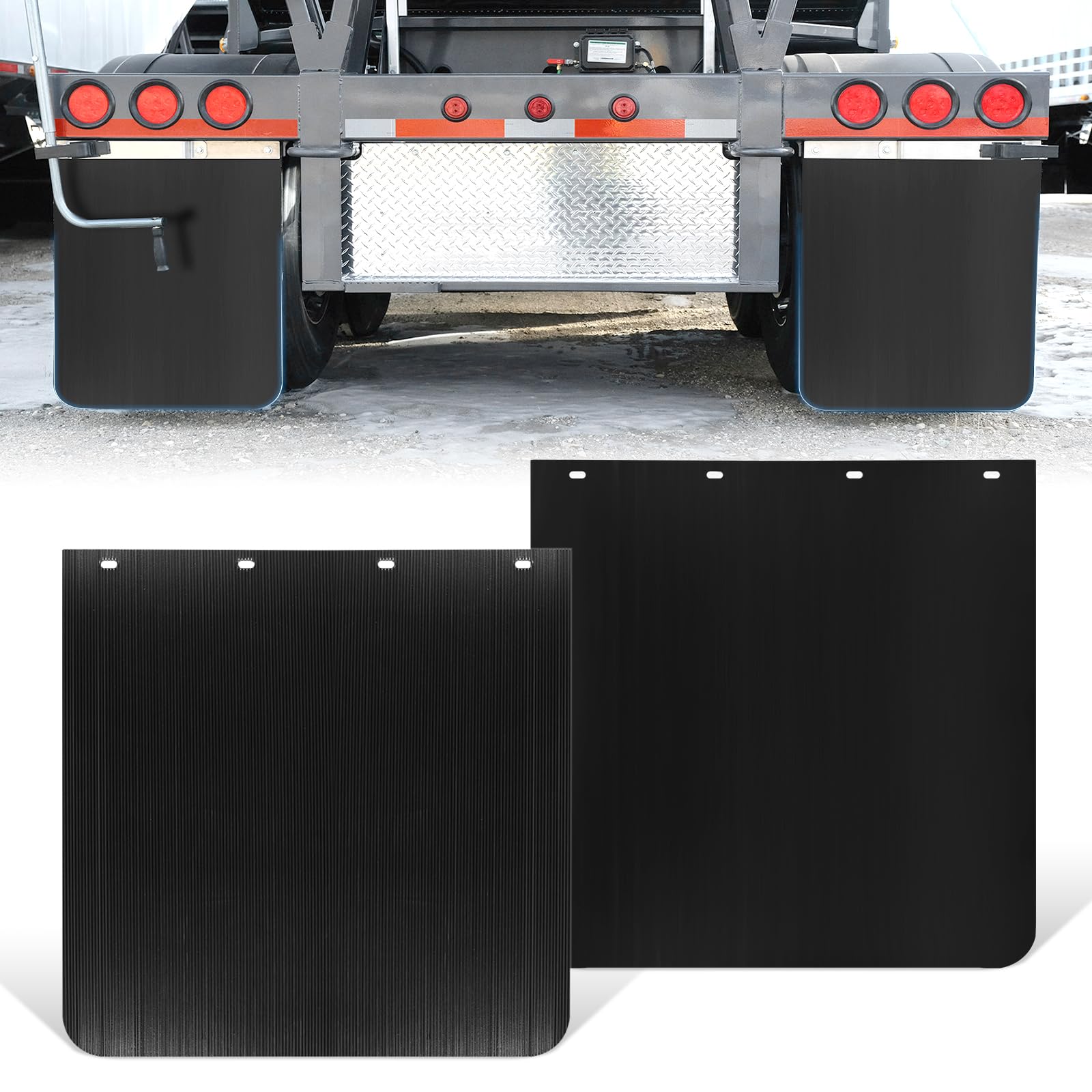 24"x24" Semi Truck Mud Flaps, Black Polymer Heavy Duty Mud Flaps for Semi Truck Trailer (2 PCS)