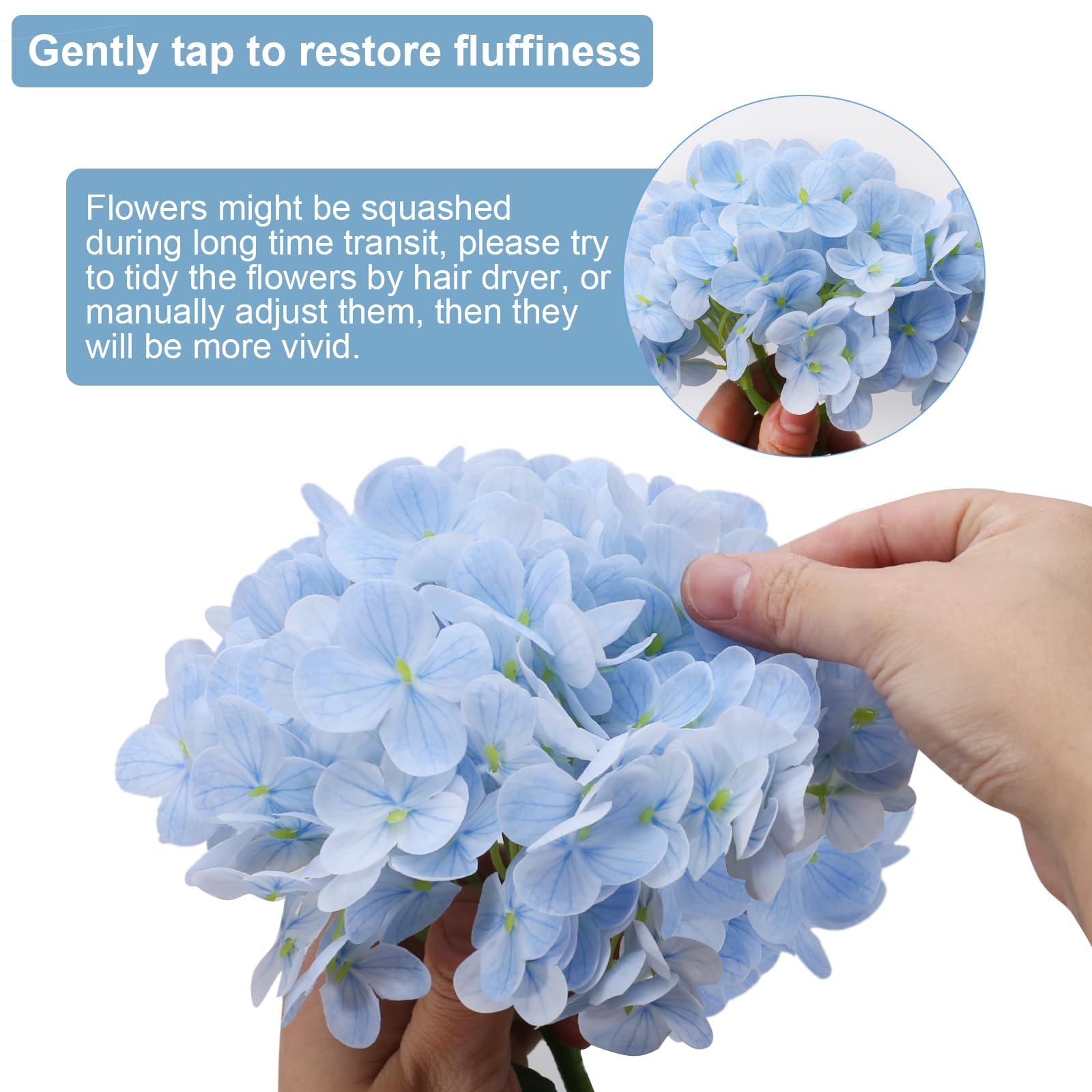 merakdoira Hydrangea Artificial Flowers, 4 PCS Single Long Stem Faux Flowers - Image 3