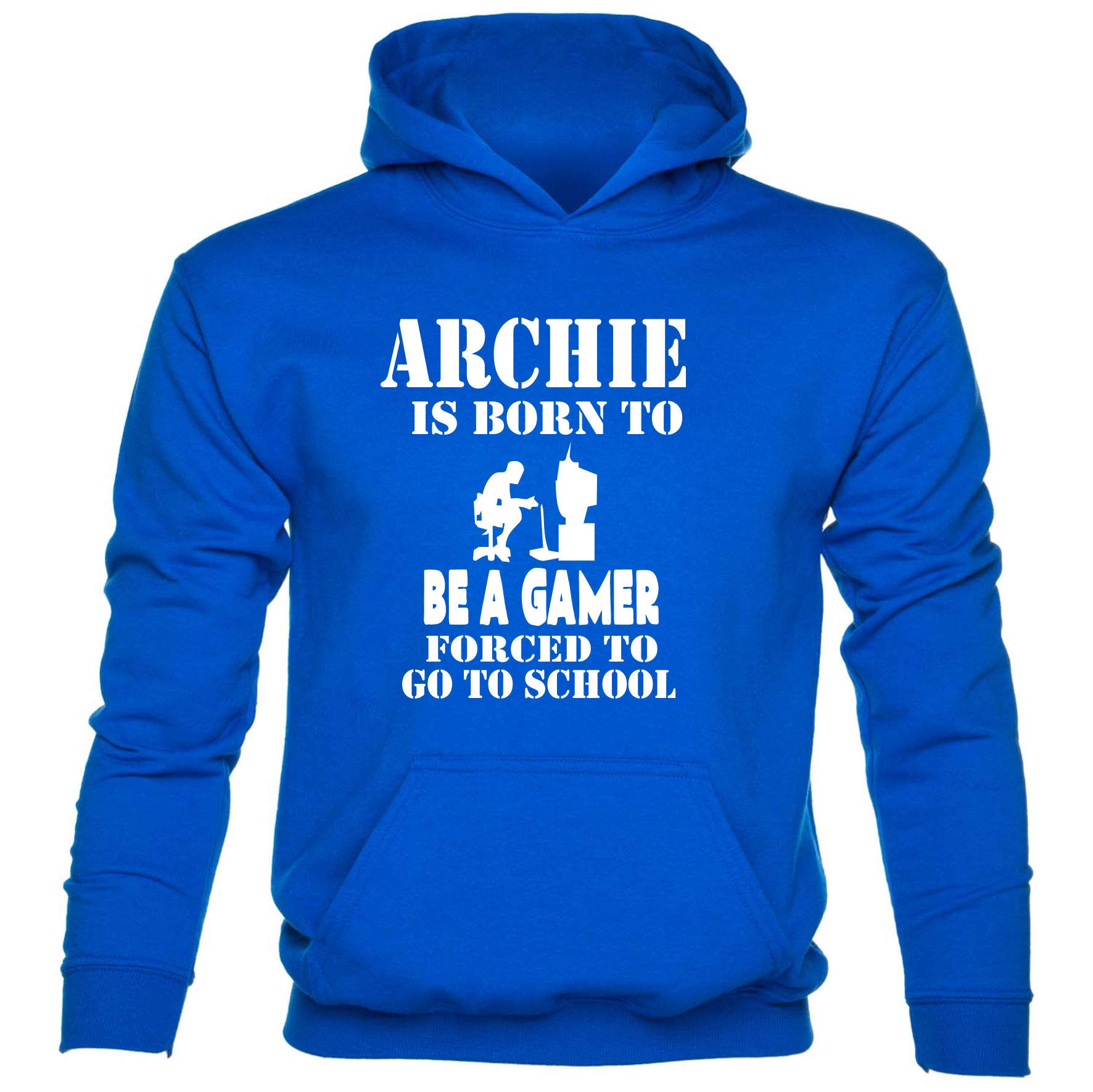 Print4U Personalised Hoodie Archie Born To Be A Gamer Age 12-13 Blue
